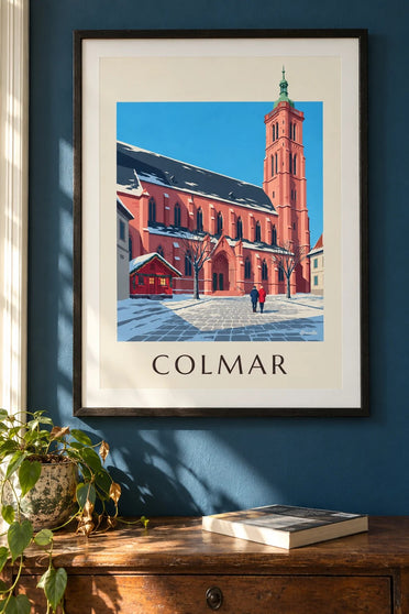 Poster der Martinskirche Saint-Martin in Colmar im Winter : gerahmt an der Wand