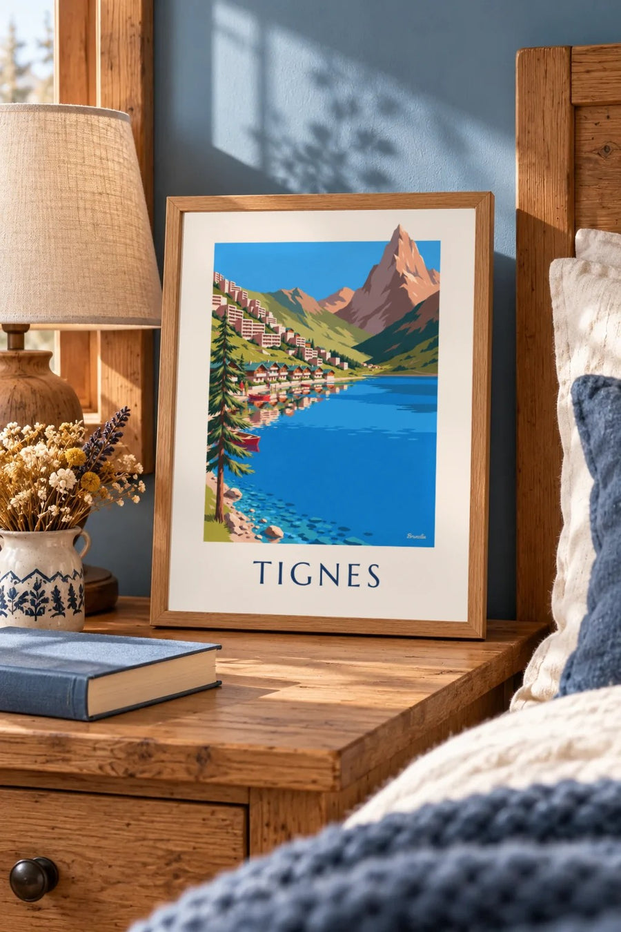 Affiche Tignes, le lac et Tignes-Le Lac en été : petit format A4 encadré