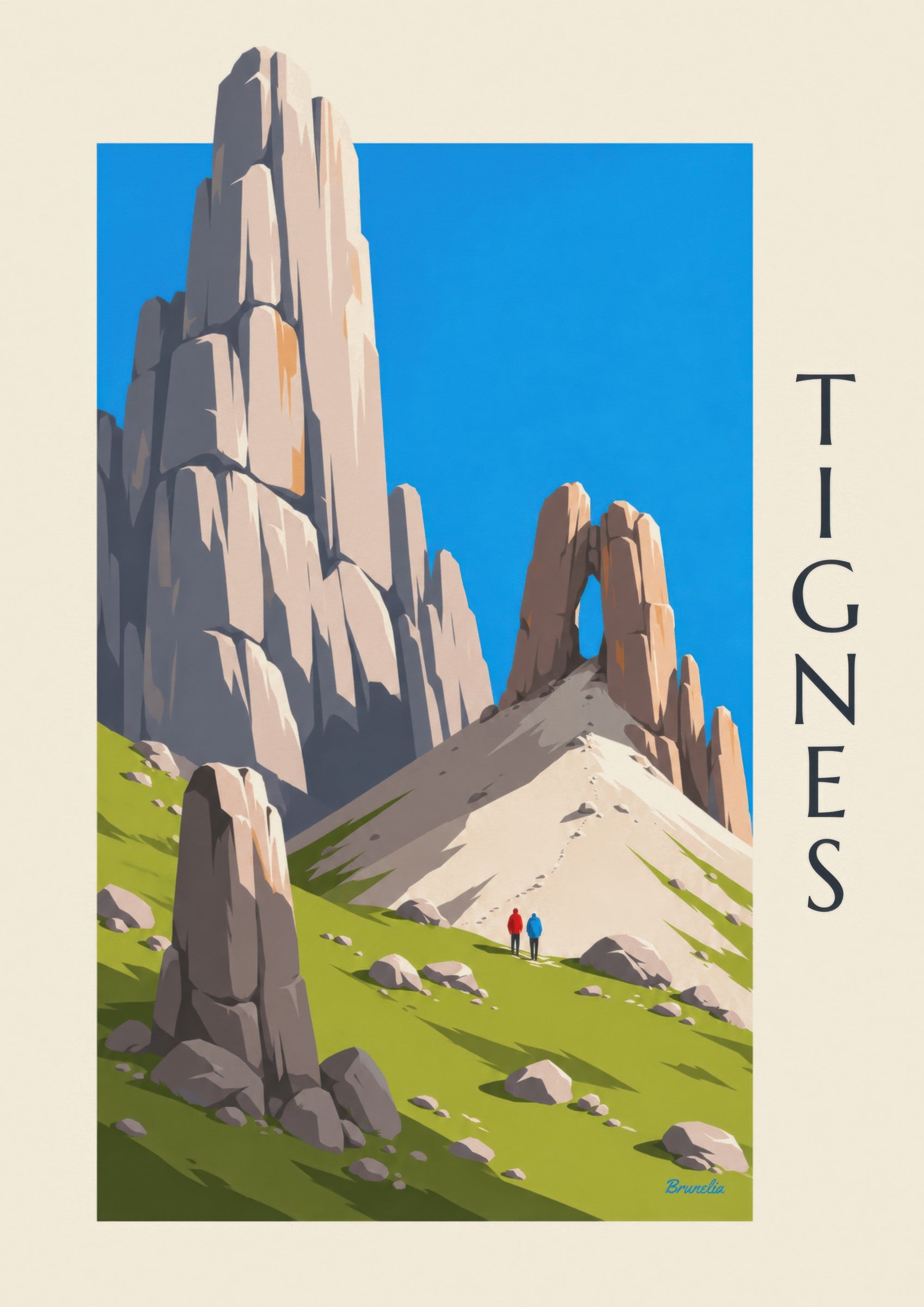 Poster Tignes, die Aiguille Percée: Detail in Nahaufnahme