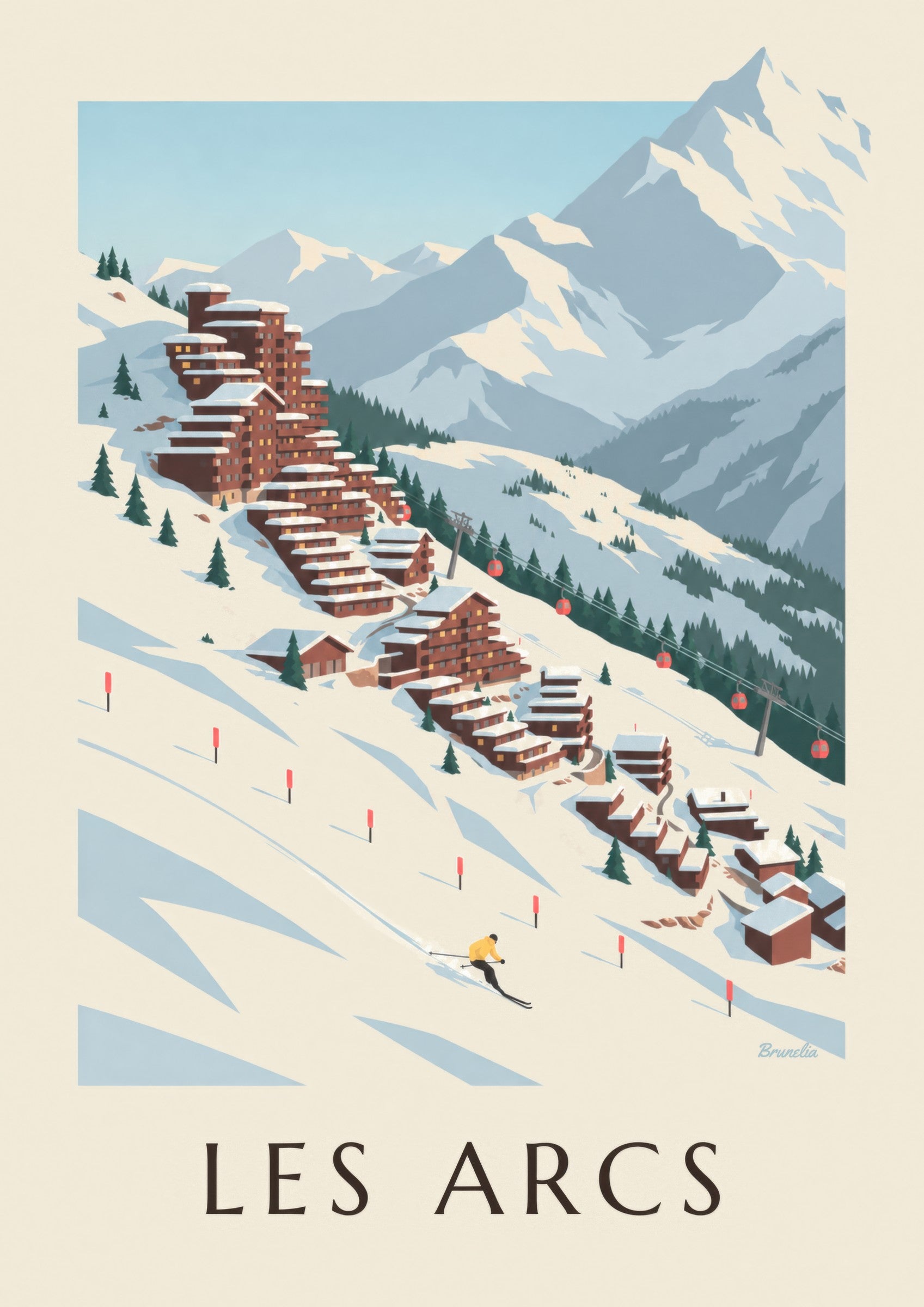 Affiche Les Arcs, Arc 2000 en gradins : détail en gros plan