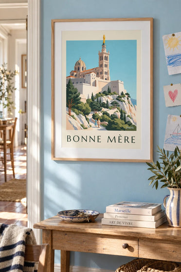 Poster der Basilika Notre-Dame-de-la-Garde : gerahmt an der Wand