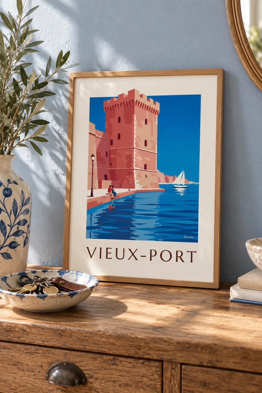 Affiche Tour du Roi René à Marseille : petit format A4 encadré