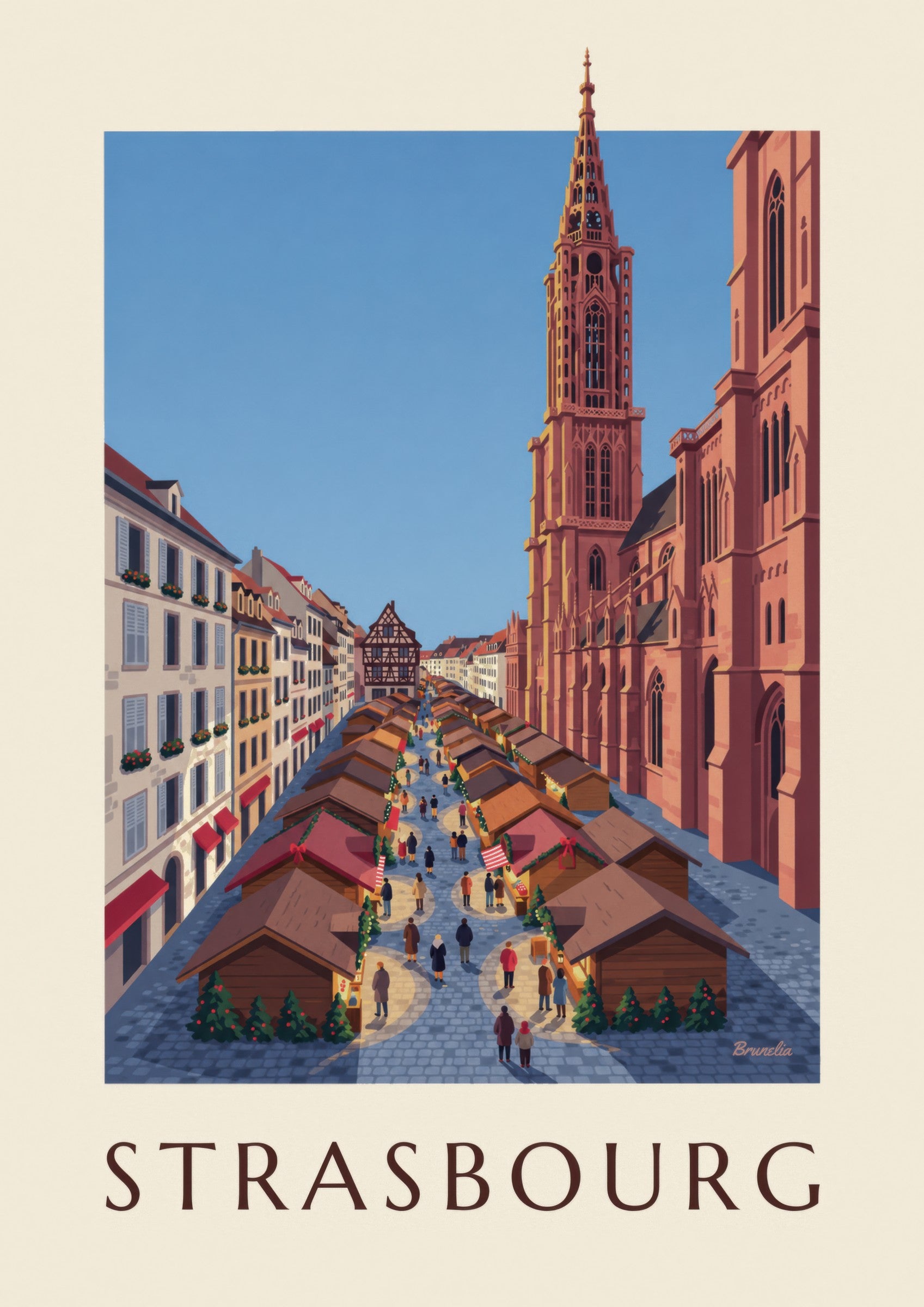 Affiche marché de Noël à Strasbourg : détail en gros plan