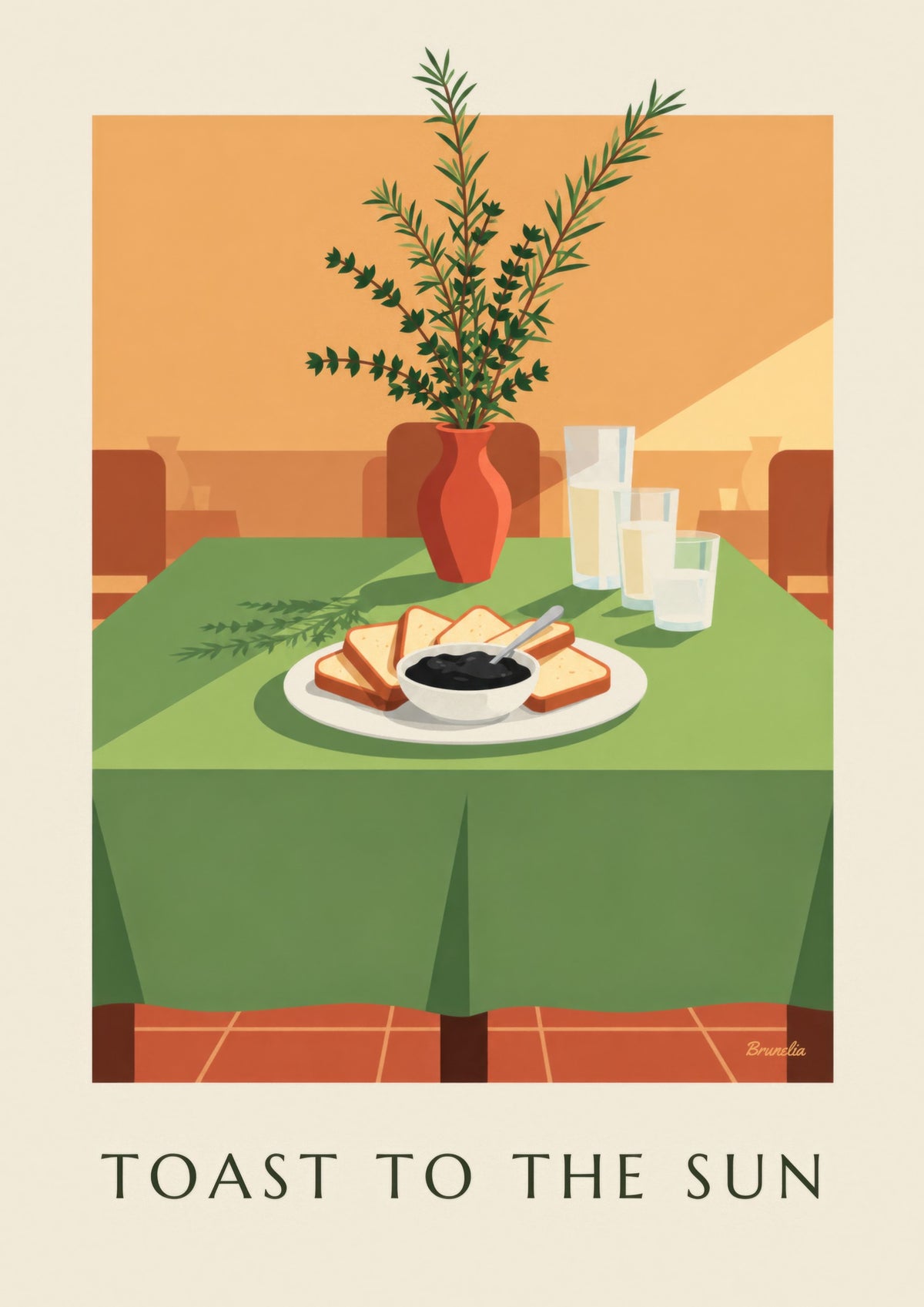 Poster mit schwarzer Tapenade und Toasts zum Aperitif