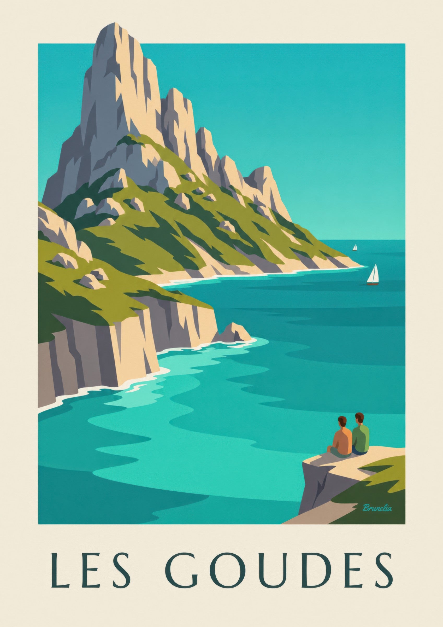 Poster Insel Maïre vor Les Goudes, türkisfarbenes Wasser: Detail in Nahaufnahme