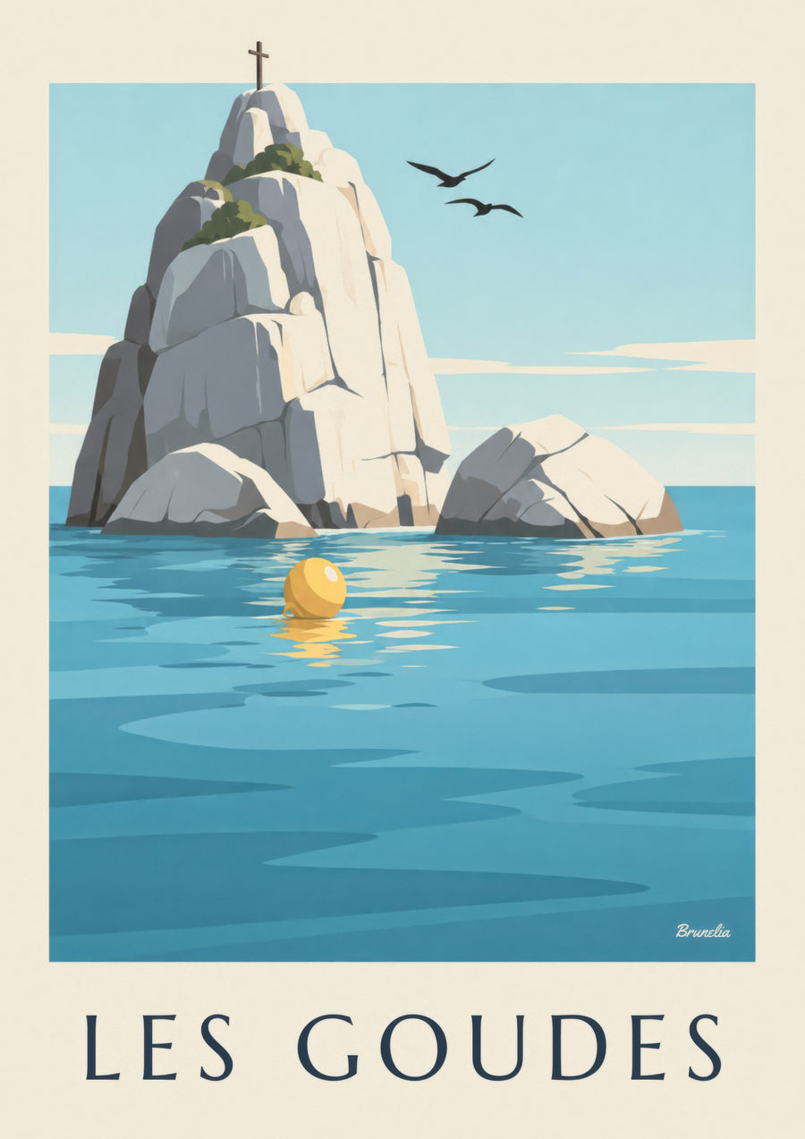 Poster der kleinen Insel Tiboulen de Maïre mit ihrem Kreuz
