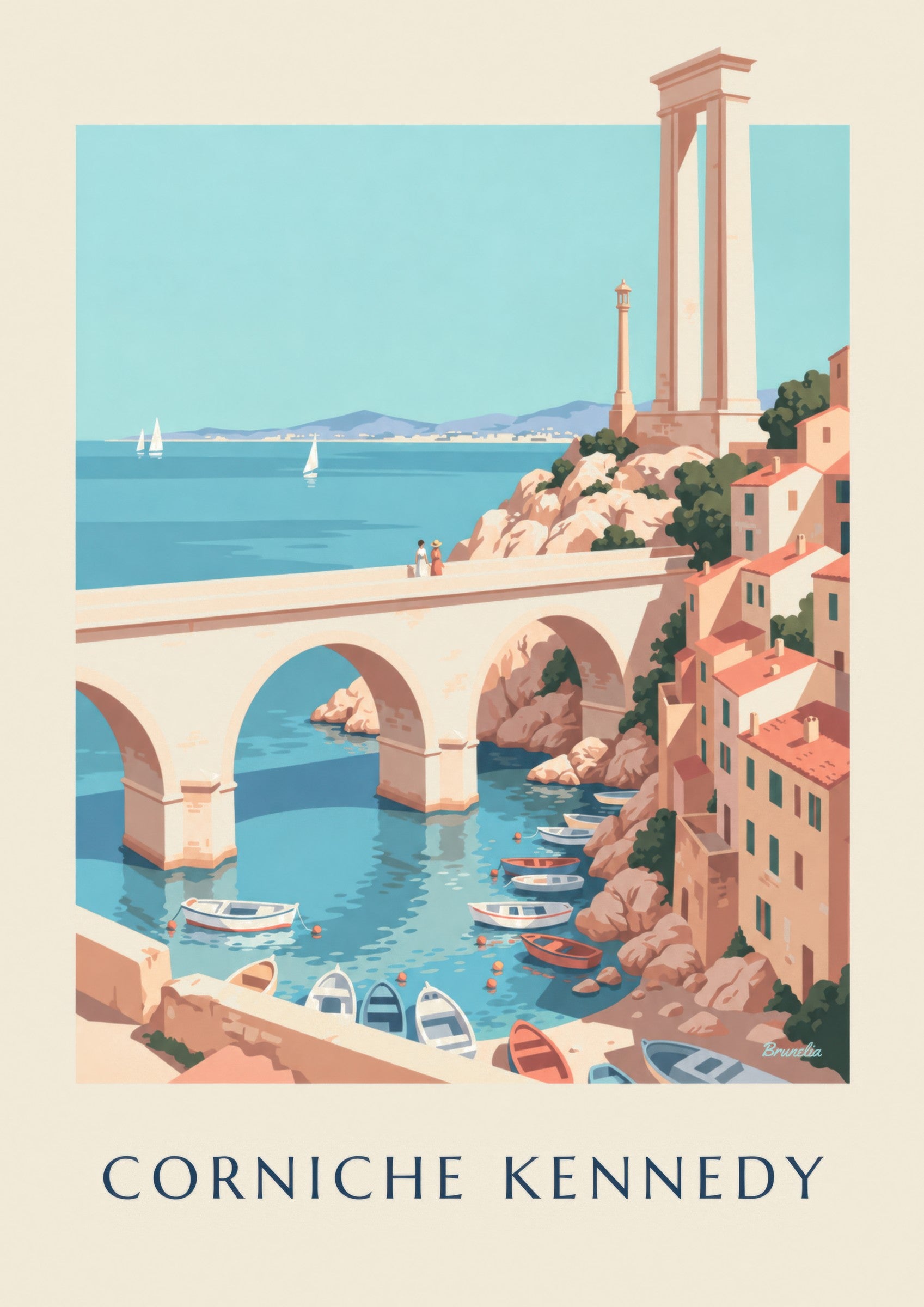 Affiche Corniche Kennedy à Marseille: Detail in Nahaufnahme