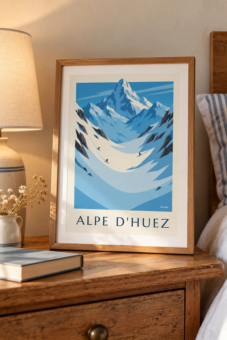 Affiche Alpe d'Huez, glacier de Sarenne et Écrins : petit format A4 encadré