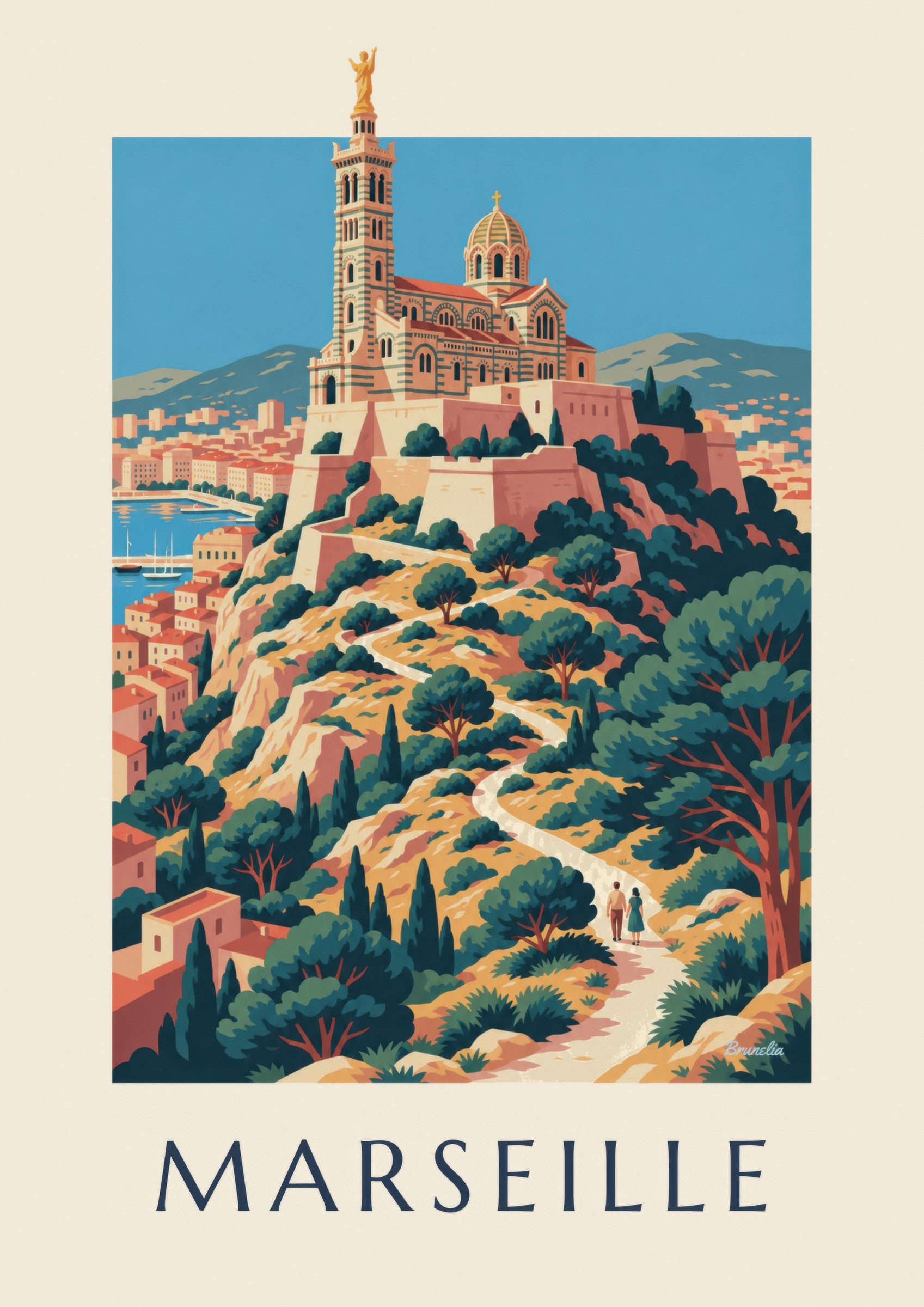 Affiche Notre-Dame-de-la-Garde au coucher du soleil : détail en gros plan