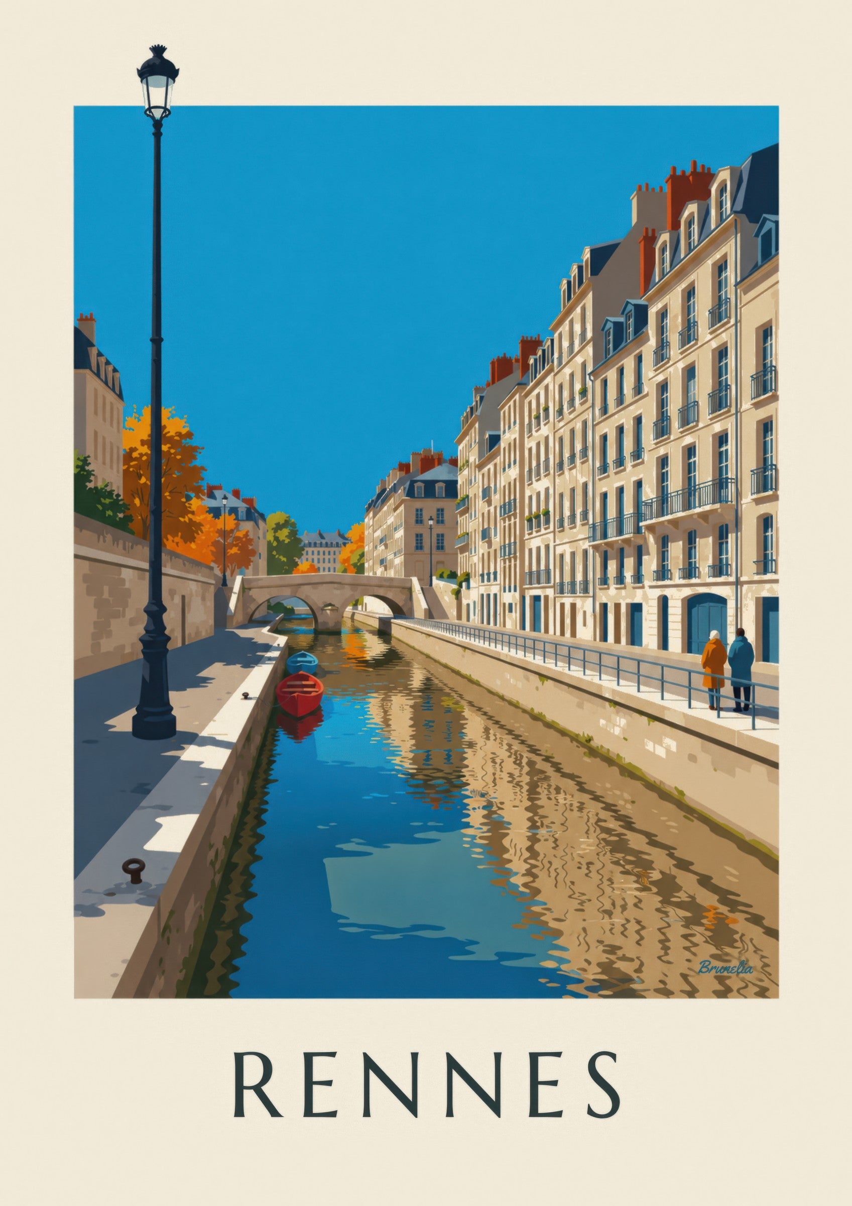 Affiche Rennes la Vilaine et le quai Émile-Zola: Detail in Nahaufnahme