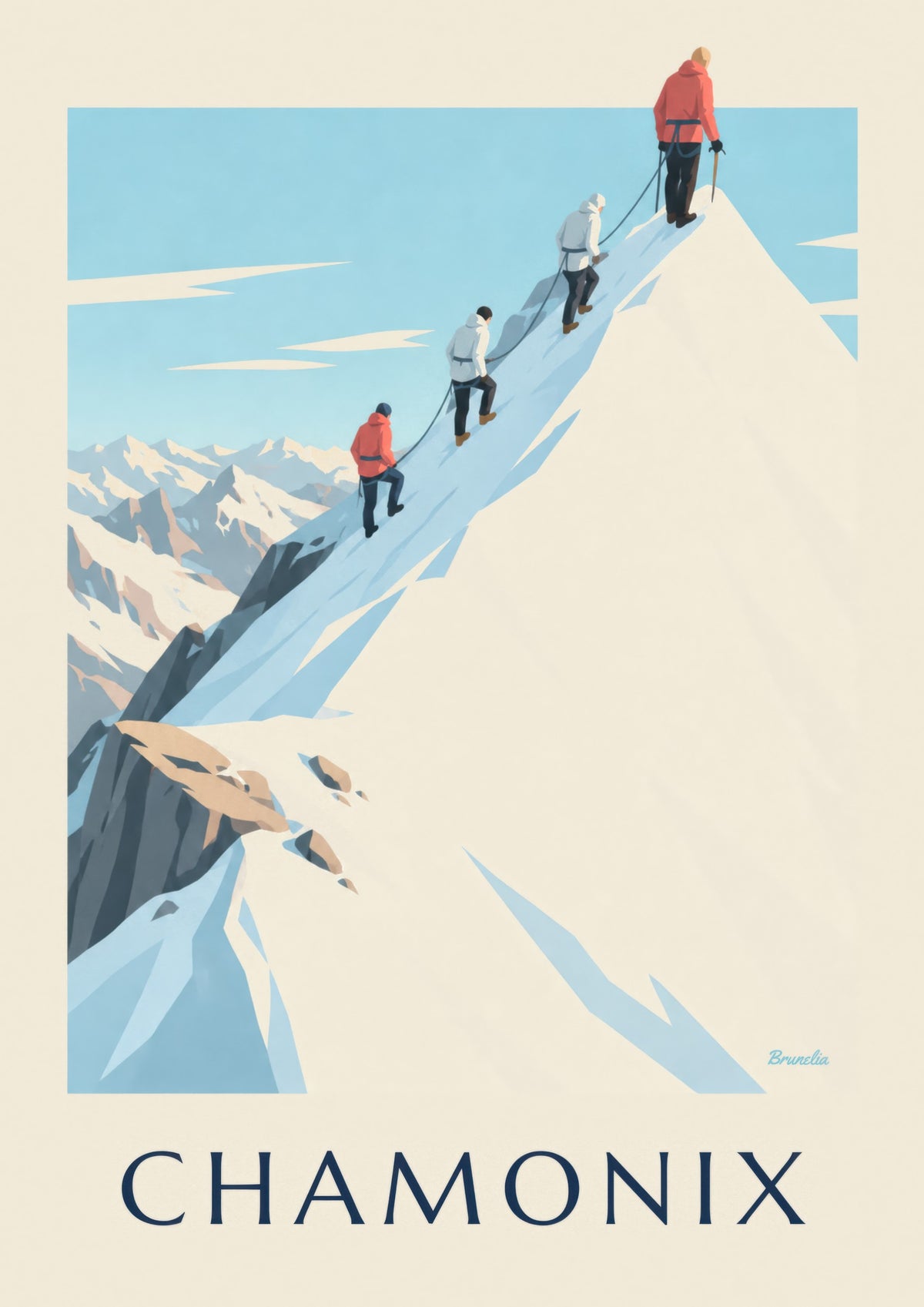 Poster von Bergsteigern auf dem Grat der Aiguille du Midi