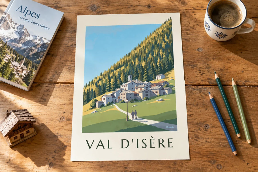 Poster Val d’Isère, der Weiler Le Fornet : auf einem Tisch aufgestellt
