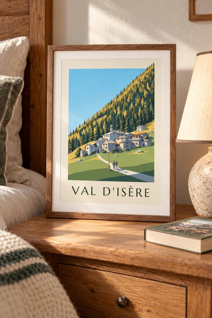 Poster Val d’Isère, der Weiler Le Fornet : kleines A4-Format, gerahmt