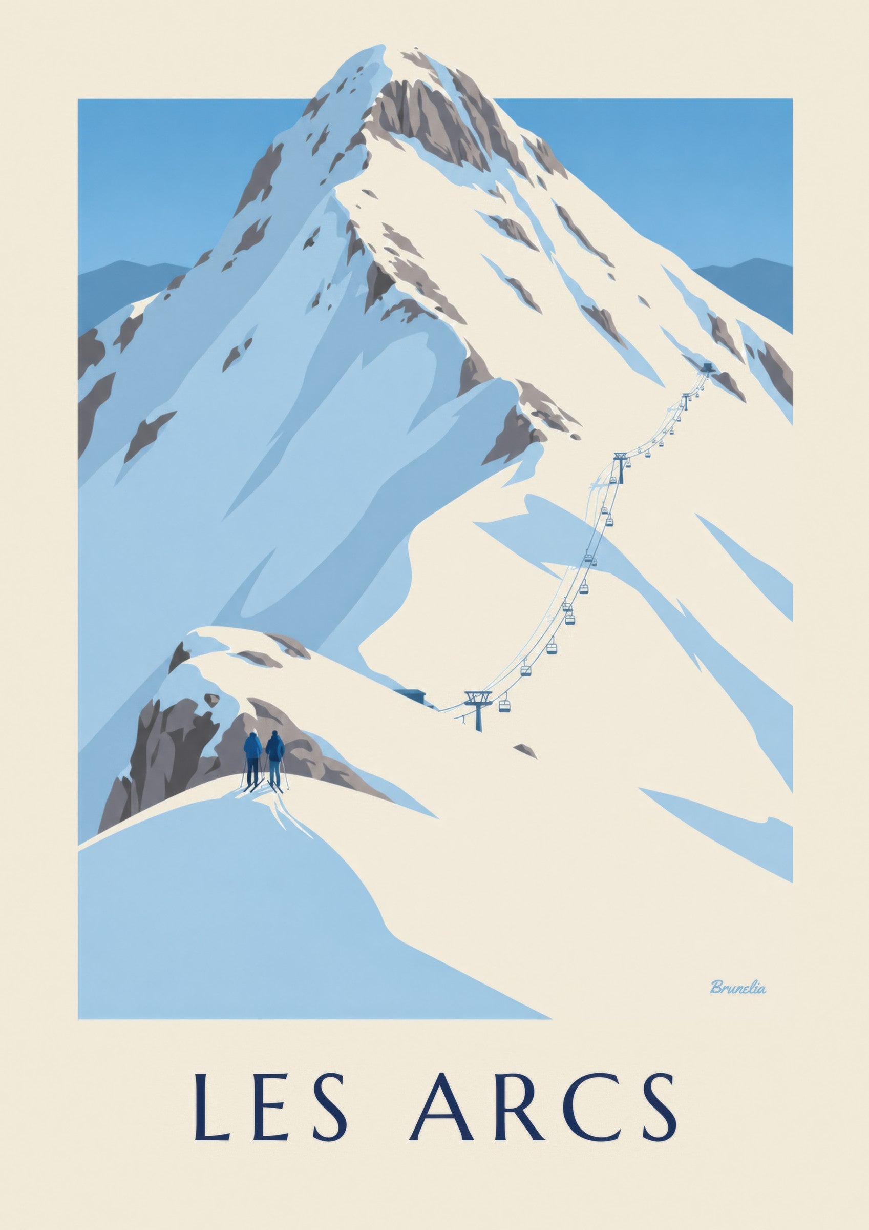 Poster Les Arcs, verschneiter Berg | Brunelia: Detail in Nahaufnahme