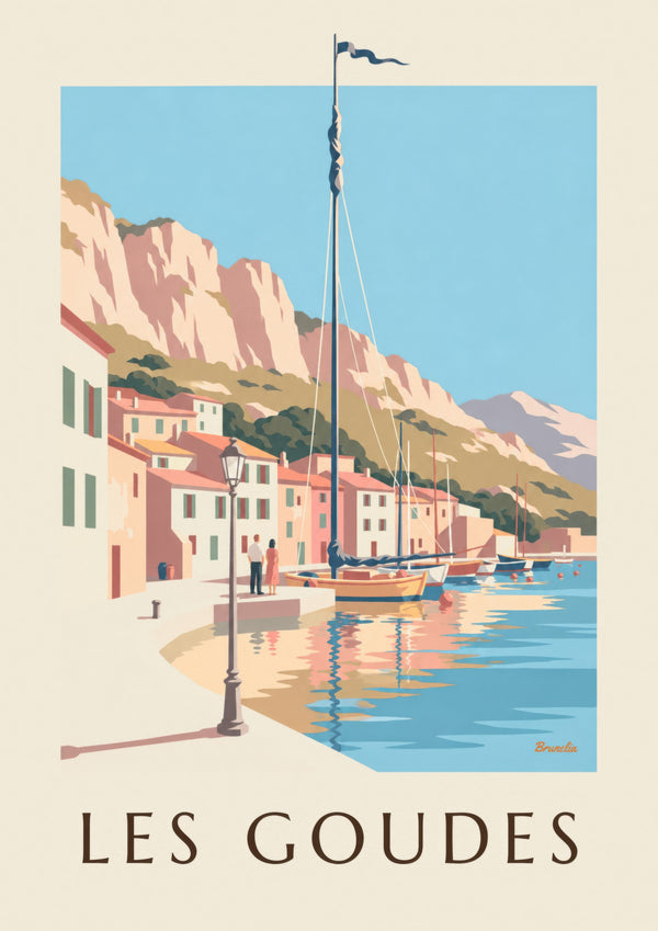 Affiche port des Goudes au coucher du soleil