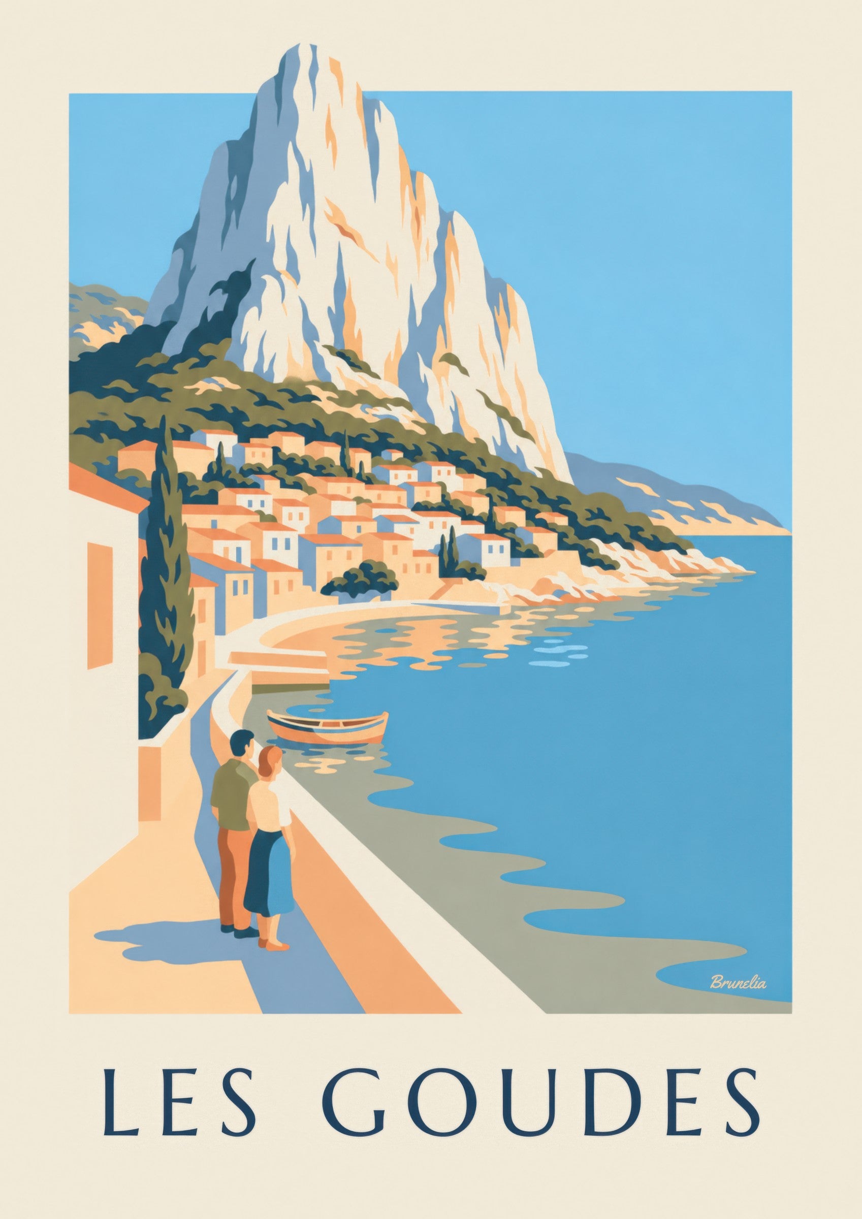 Affiche Les Goudes vue de la mer: Detail in Nahaufnahme