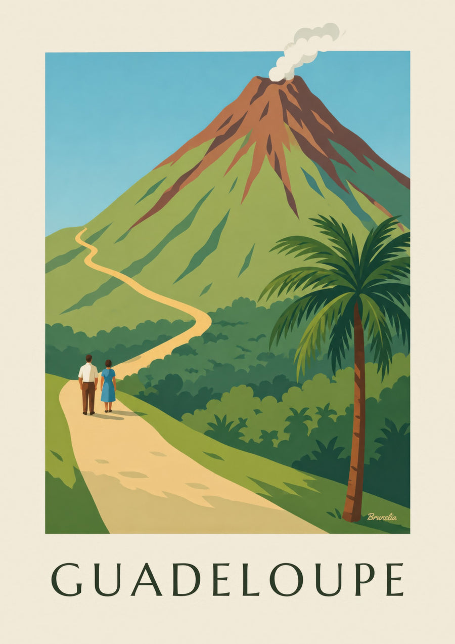 Poster Guadeloupe, Vulkan La Soufrière