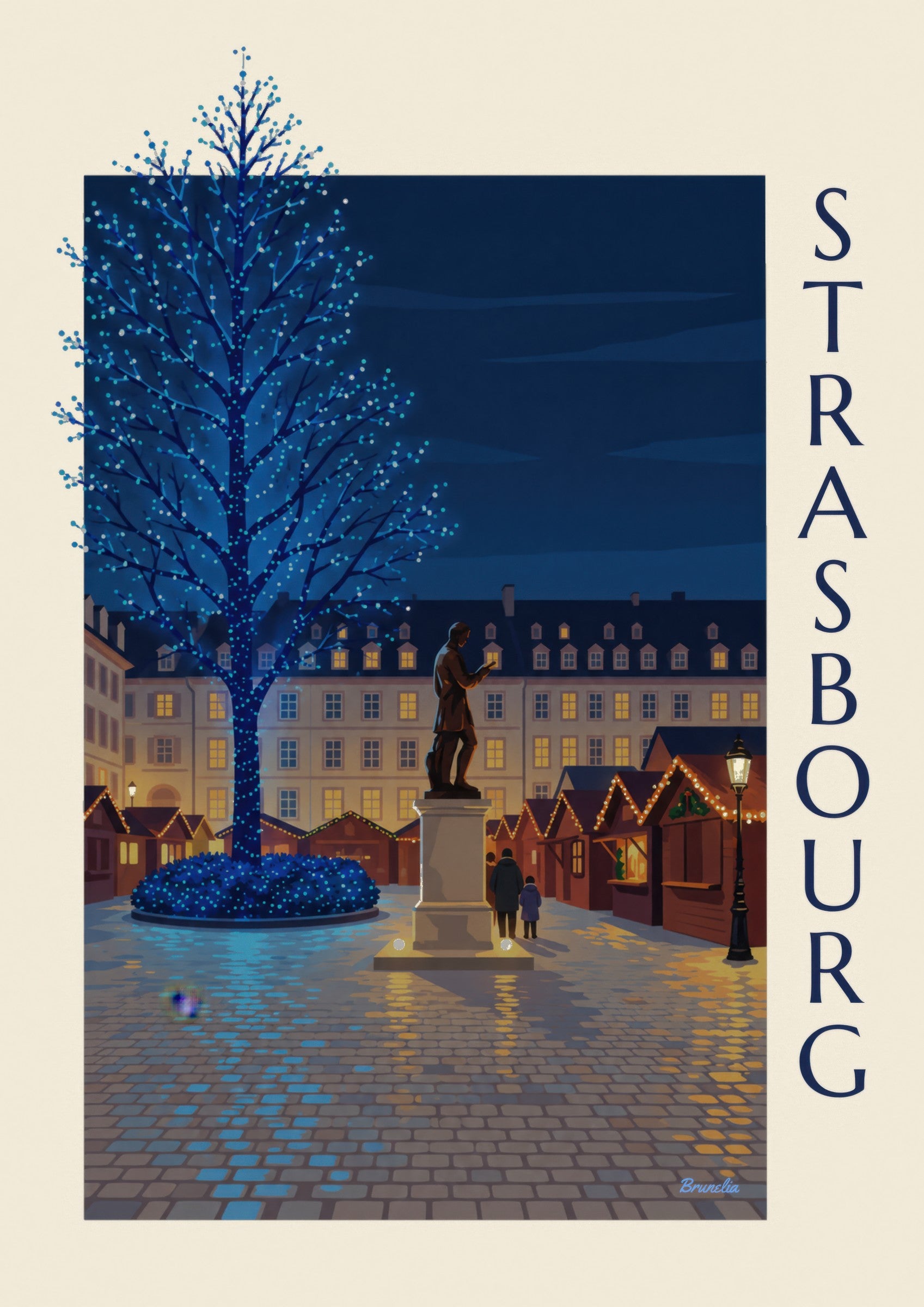Affiche Noël à Strasbourg, place Gutenberg : détail en gros plan