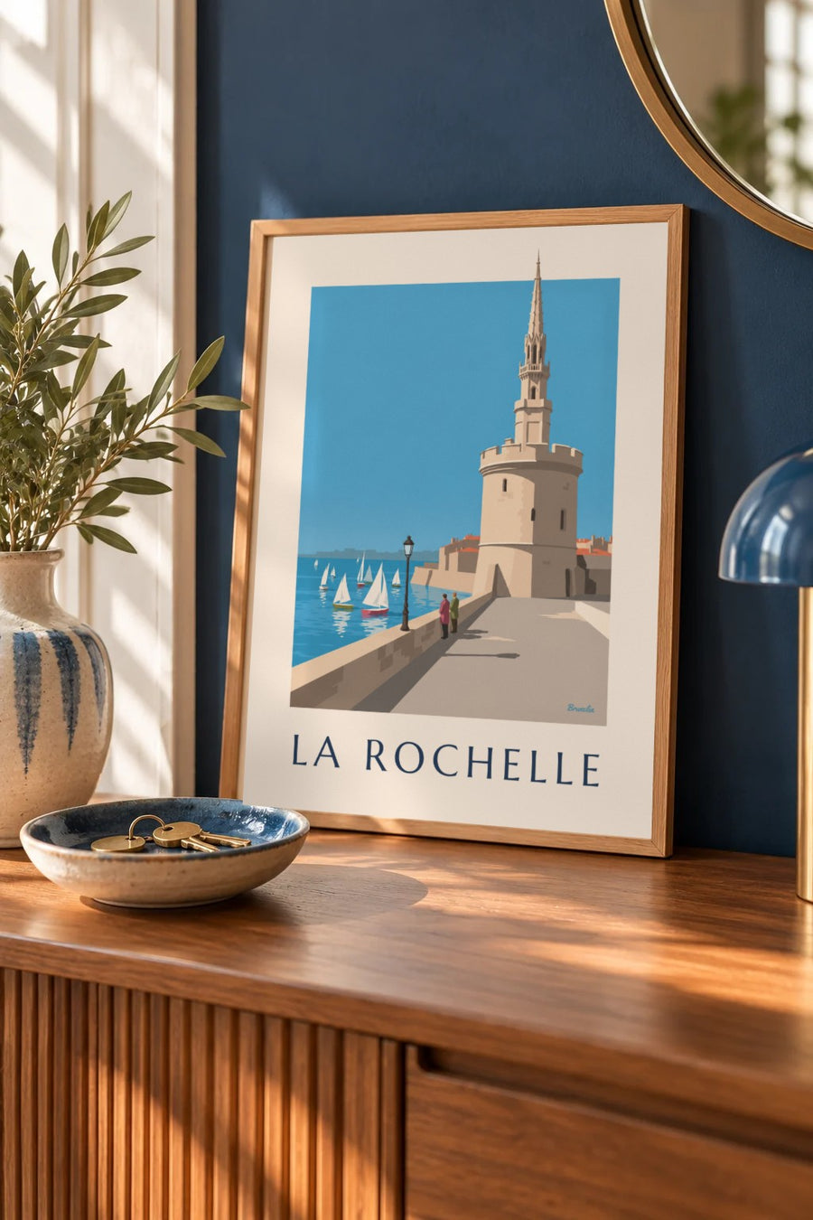 Affiche Tour de la Lanterne à La Rochelle : petit format A4 encadré