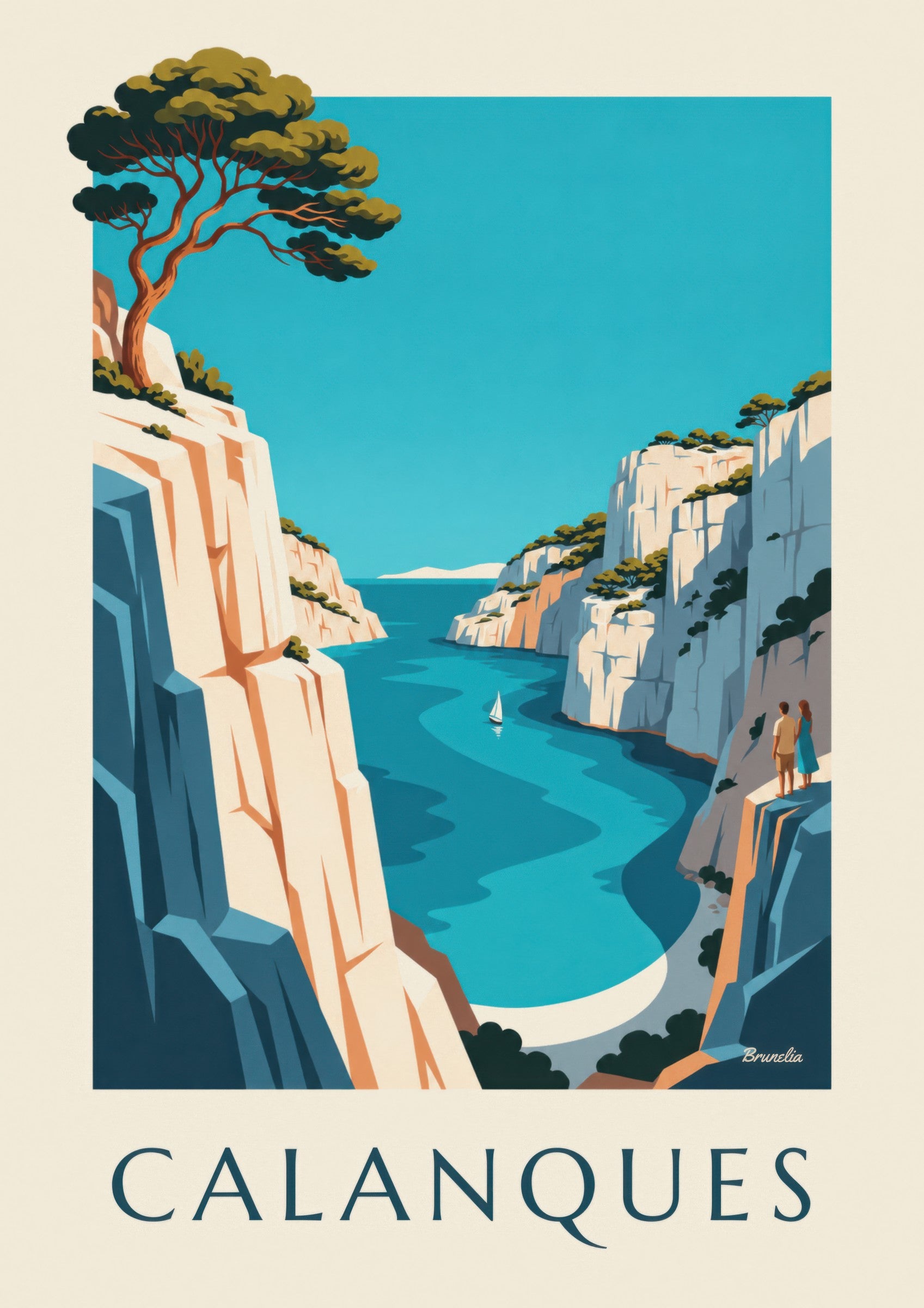 Affiche calanque d'En-Vau à Marseille : détail en gros plan