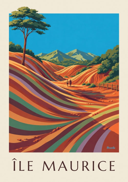 Poster Mauritius Chamarel Siebenfarbige Erde (Titel ÎLE MAURICE) : das ganze Poster