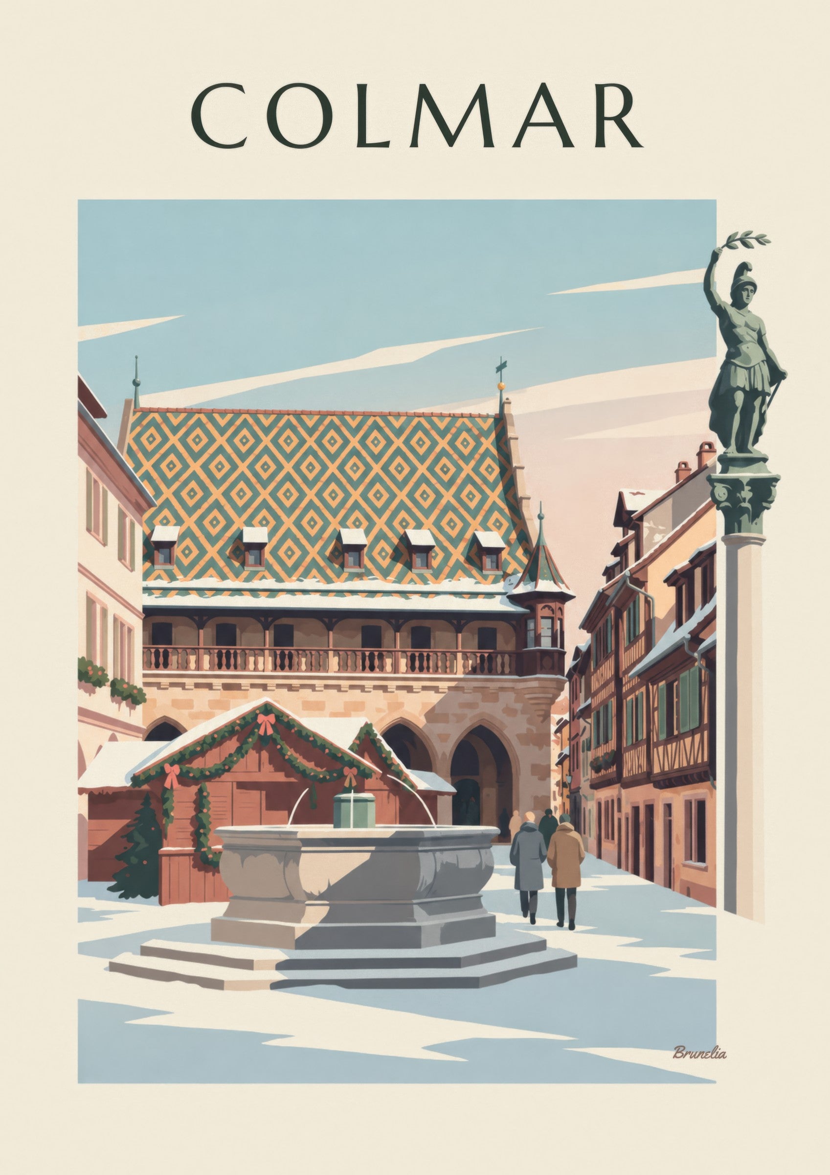 Affiche fontaine Schwendi et Koïfhus à Colmar : détail en gros plan