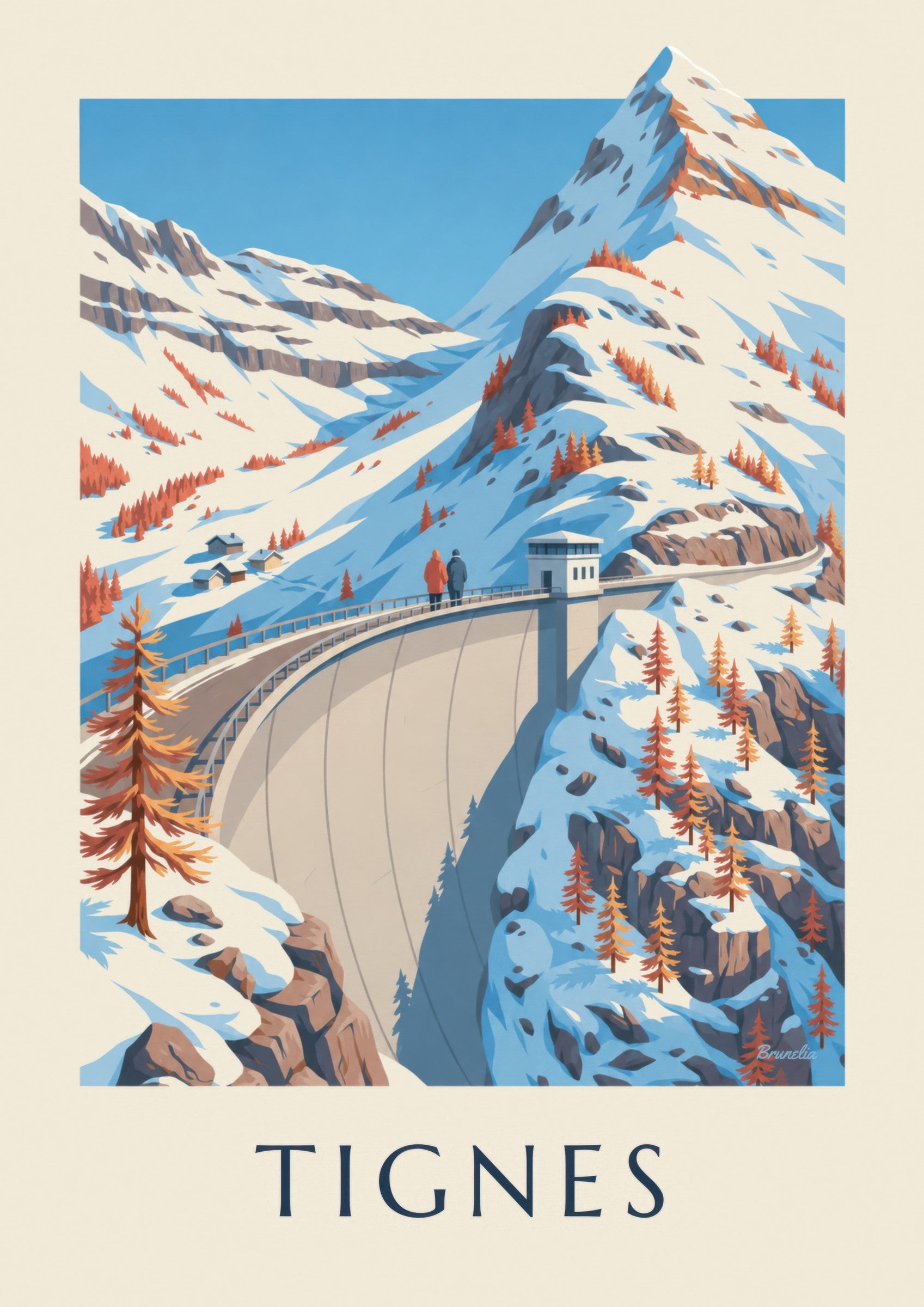 Affiche Tignes, le grand barrage en hiver : détail en gros plan