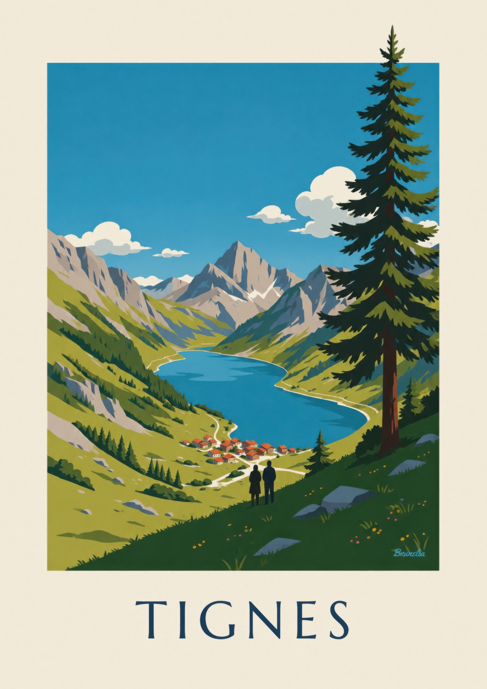 Affiche Tignes, lac du Chevril bleu profond : détail en gros plan