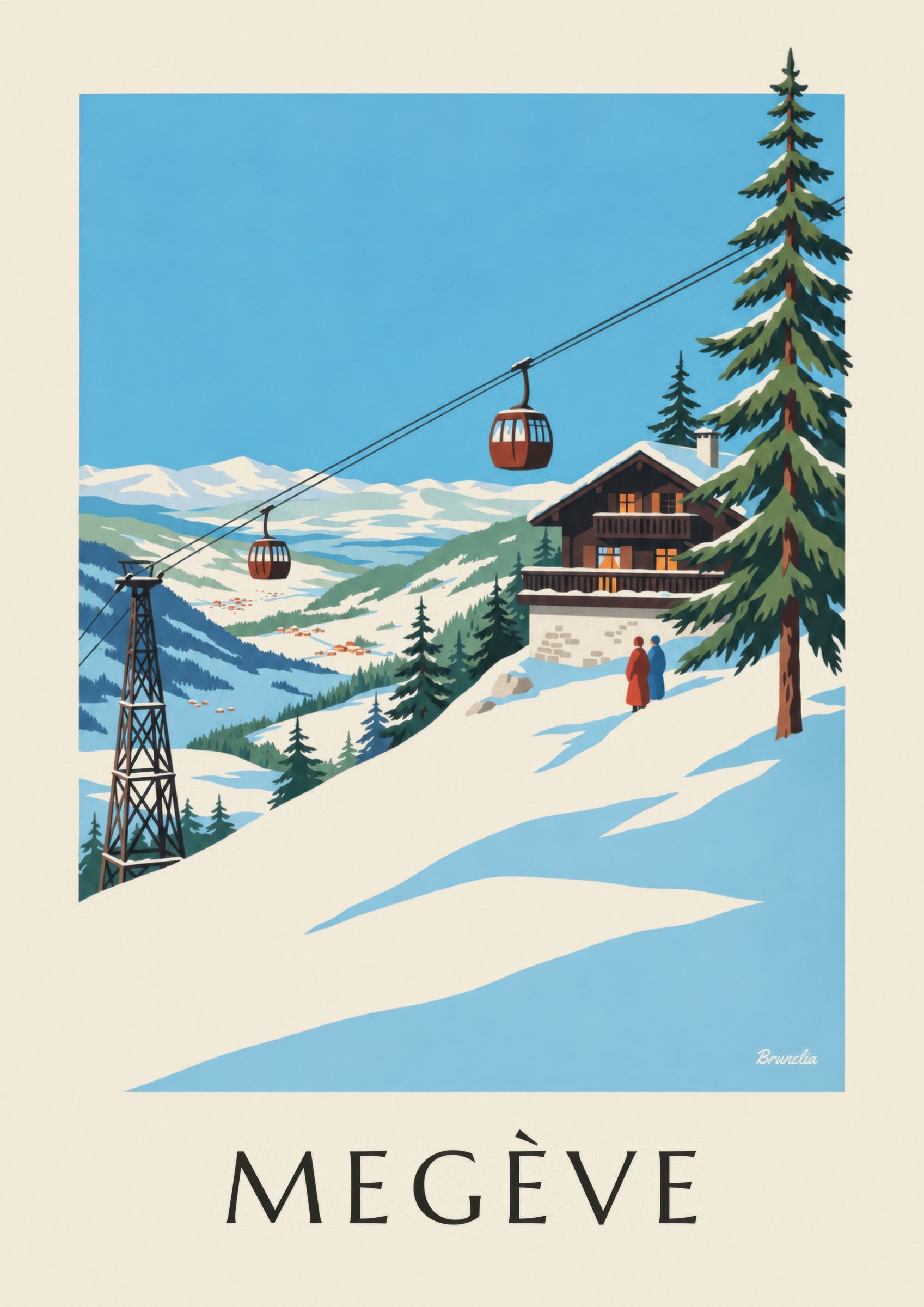 Affiche Megève, télécabine du Mont d'Arbois : détail en gros plan