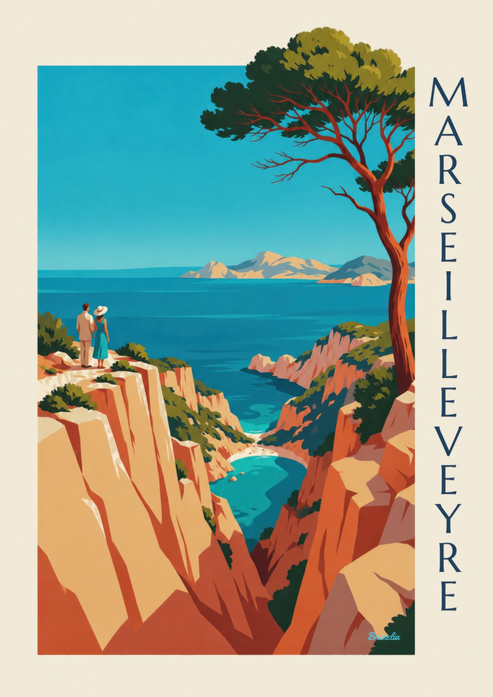 Affiche calanque de Marseilleveyre et îles de Riou : détail en gros plan