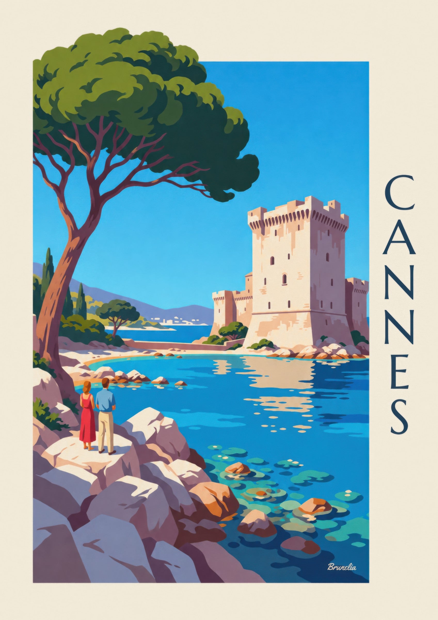 Affiche monastère fortifié de Saint-Honorat: Detail in Nahaufnahme