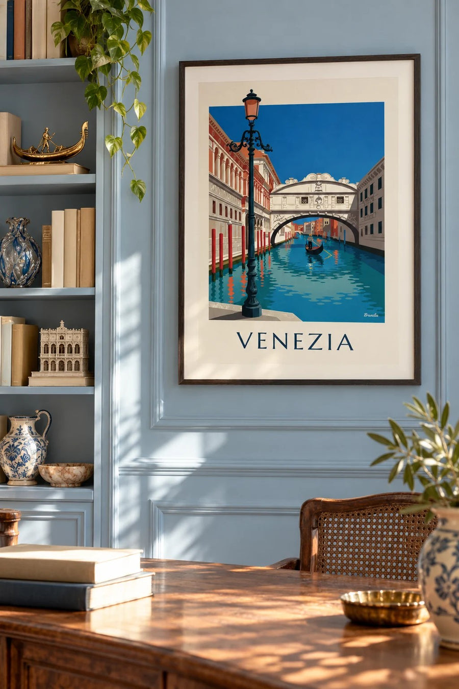 Poster Gondel unter der Seufzerbrücke in Venedig: gerahmt an der Wand