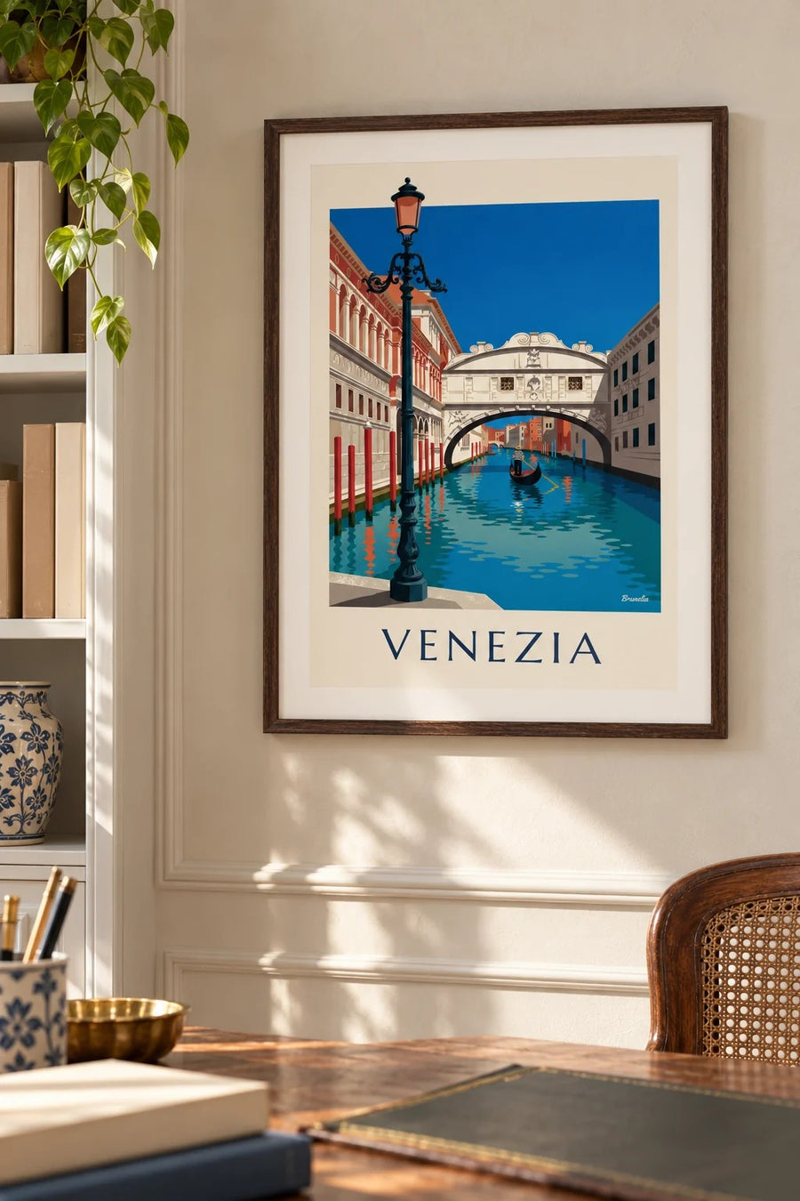 Poster Gondel unter der Seufzerbrücke in Venedig: kleines A4-Format, gerahmt