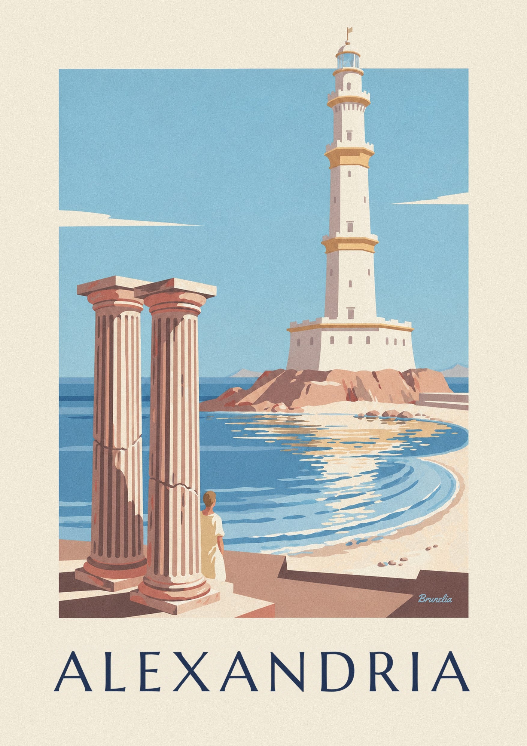 Poster antiker Leuchtturm und Säulen von Alexandria in Ägypten: Detail in Nahaufnahme
