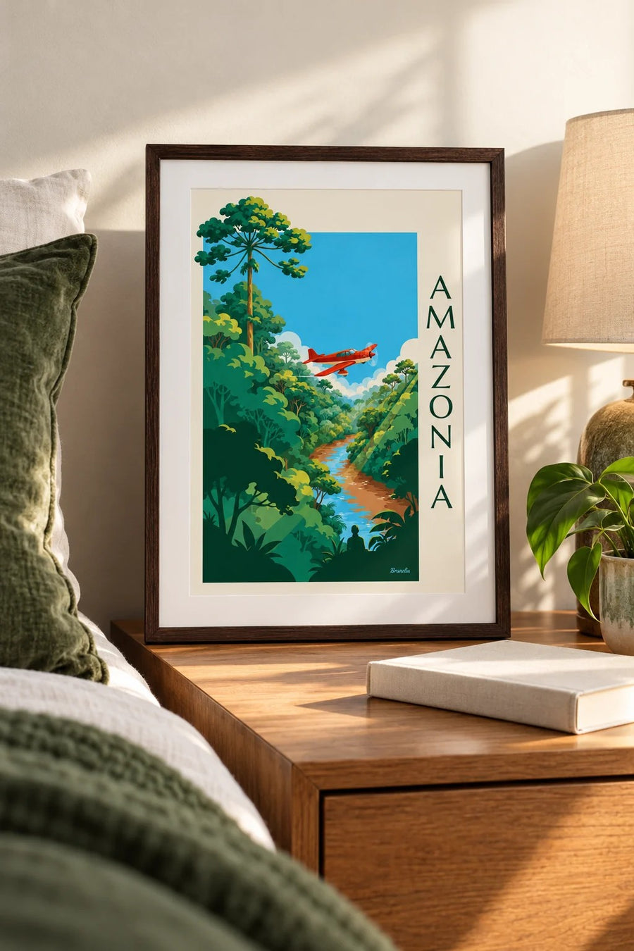 Poster Propellerflugzeug über dem Amazonas-Regenwald: kleines Format A4 im Rahmen