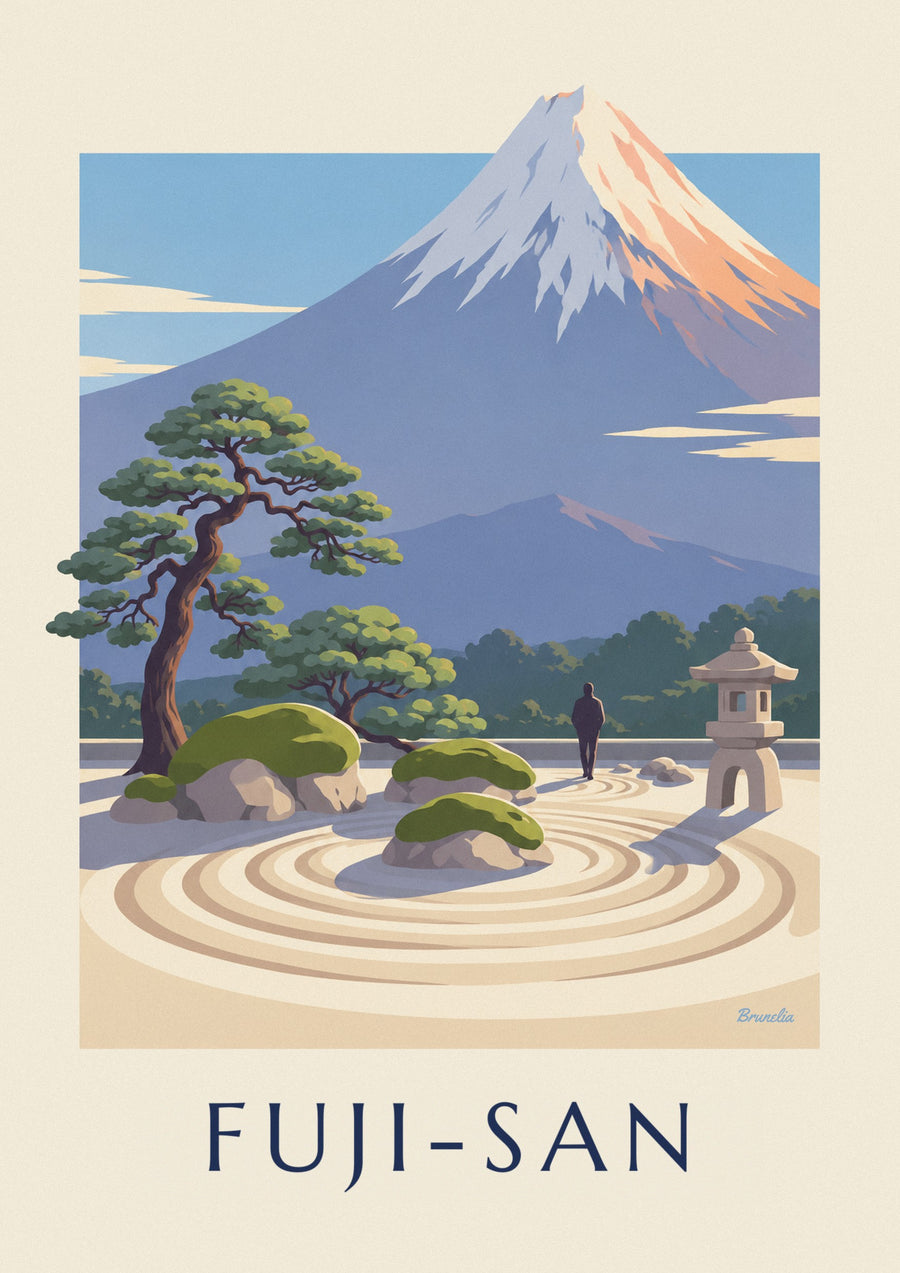 Poster japanischer Zen-Garten vor dem Fuji