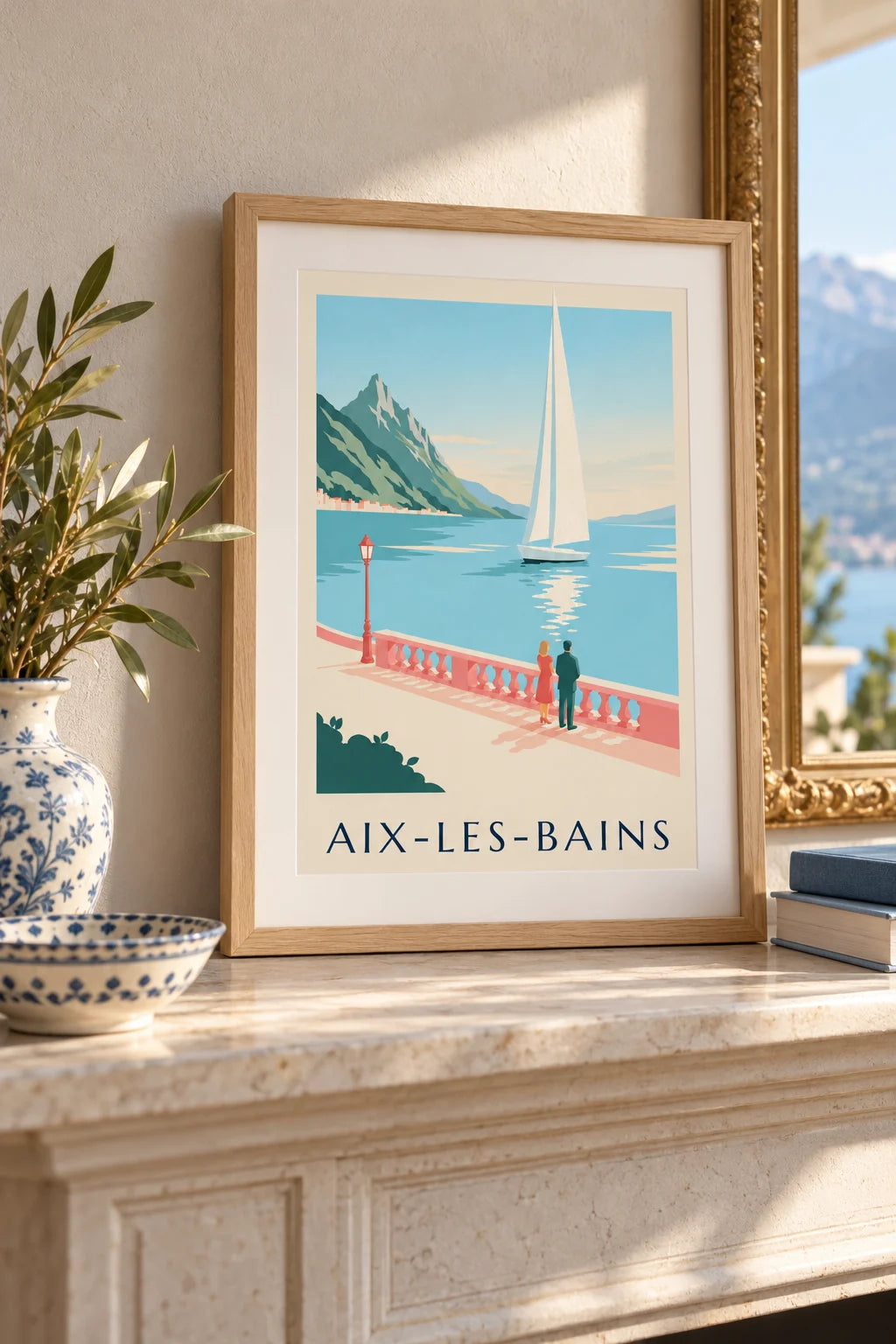 Büro: Poster Segelboot auf dem Lac du Bourget in Aix-les-Bains im Raum