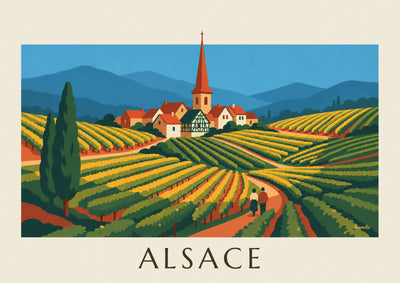 Poster Weinstraße und Terrassenweinberge im Elsass: das ganze Poster
