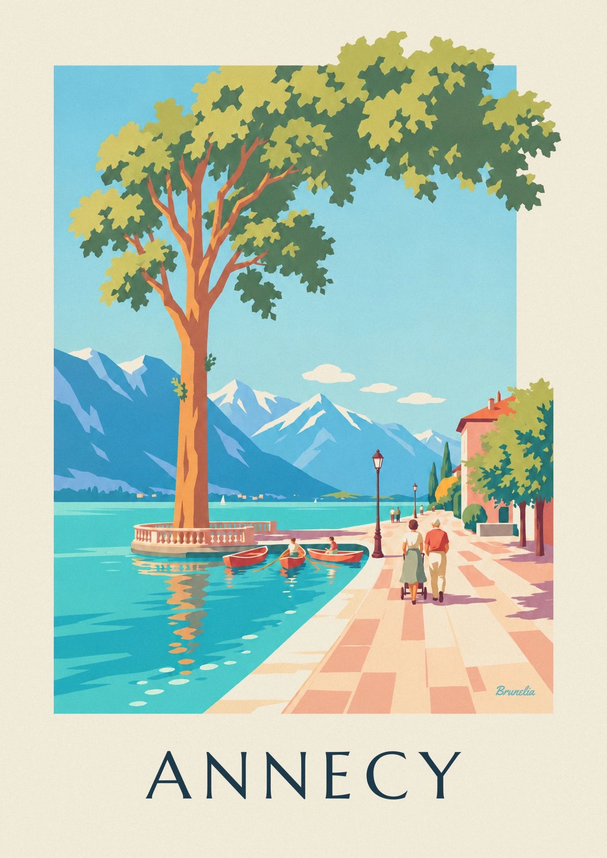 Poster Spaziergang am Annecy-See unter den Platanen