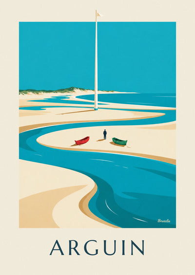 Poster Sandbank Banc d'Arguin bei Ebbe und Düne von Pilat: das ganze Poster