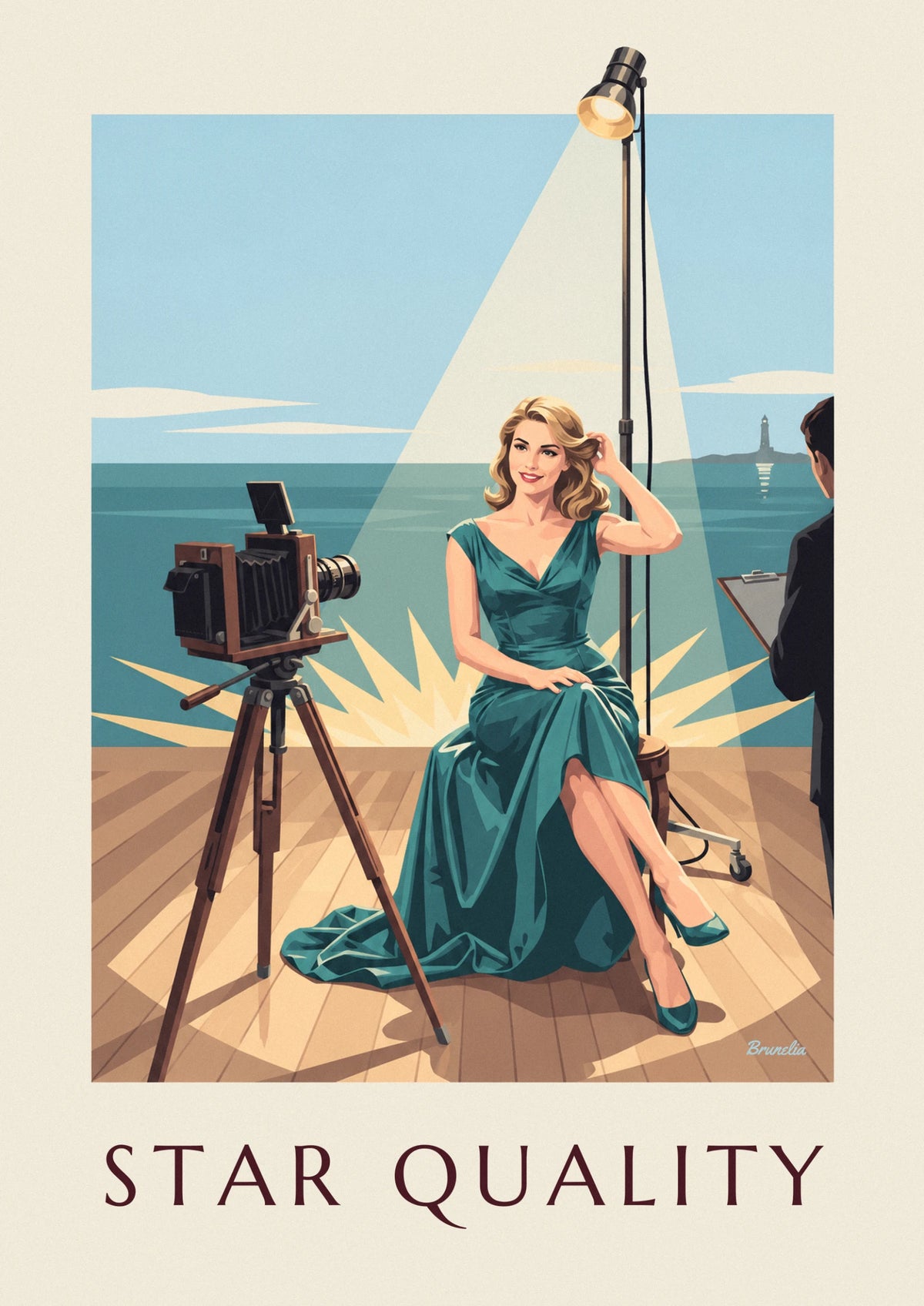 Poster Porträt einer glamourösen Frau im Fotostudio