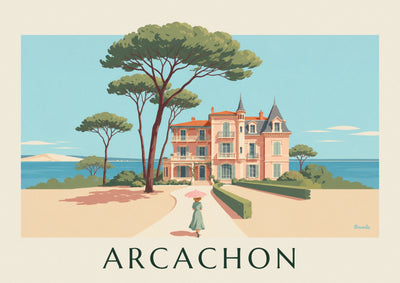 Poster Villa im Ville d'Hiver von Arcachon zwischen Pinien: das ganze Poster