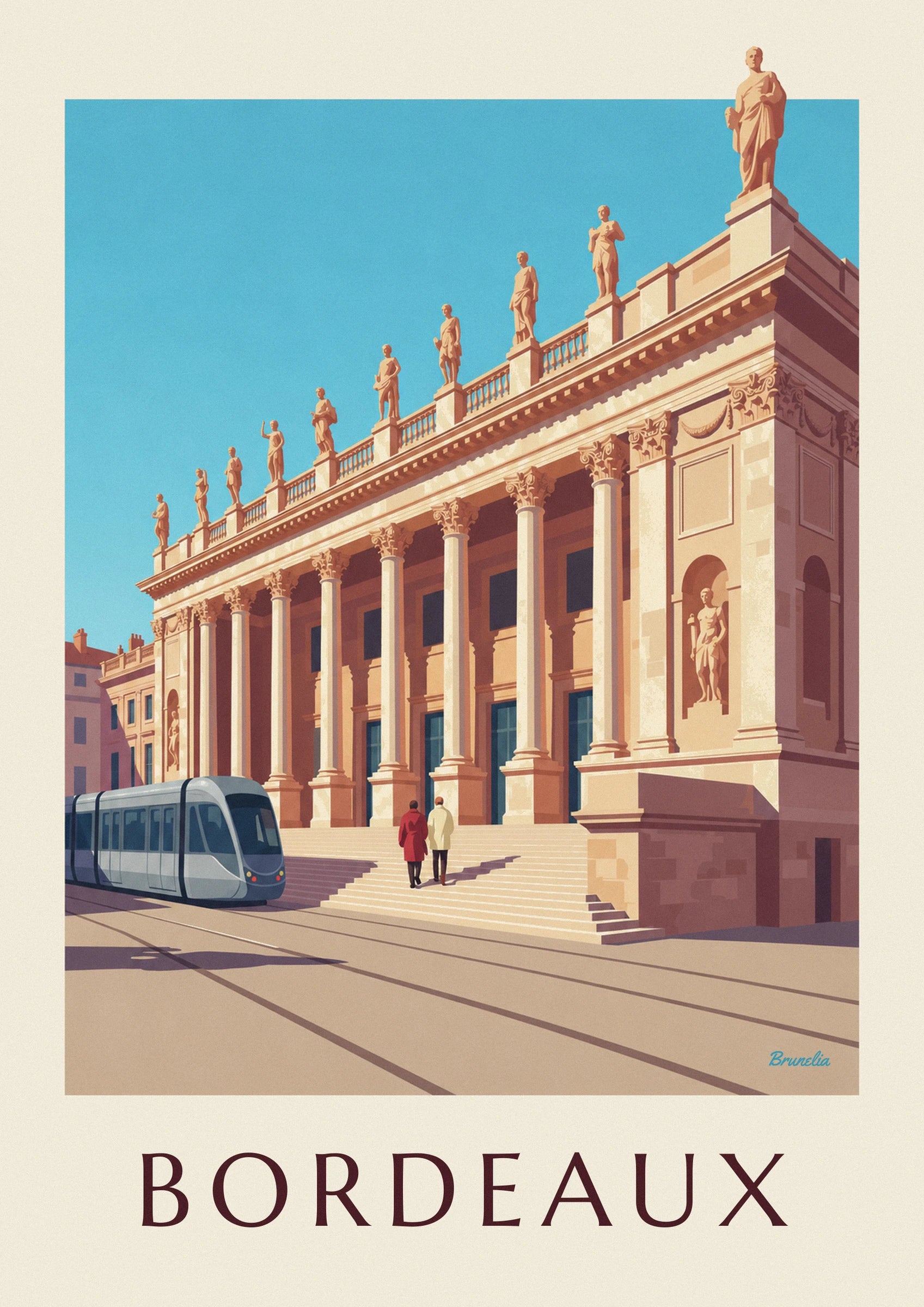 Poster Grand Théâtre und Place de la Comédie in Bordeaux: Detail in Nahaufnahme