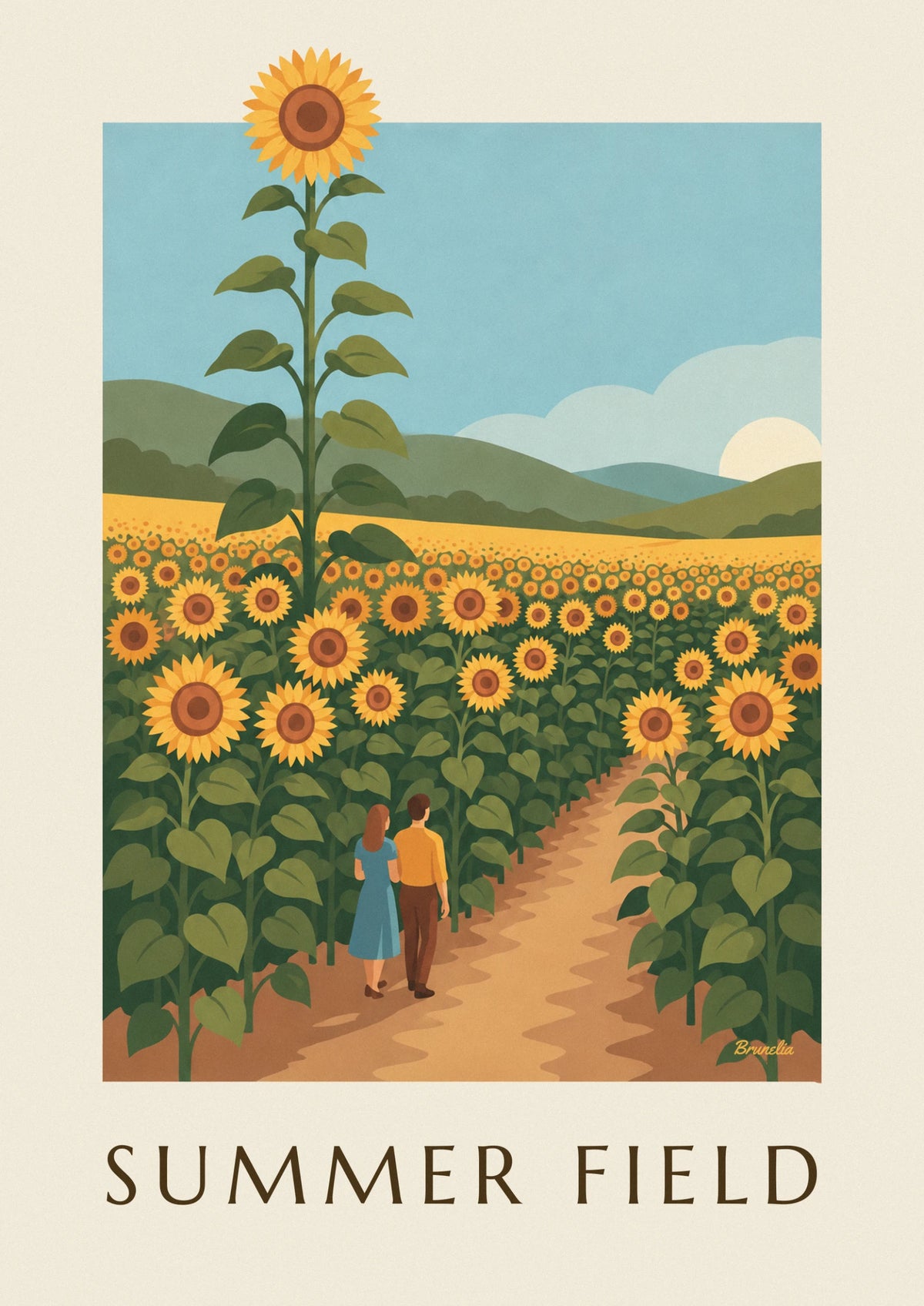 Poster Sonnenblumenfeld in der Sommersonne