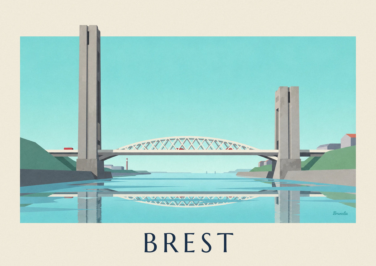 Poster Pont de Recouvrance und Seilbahn in Brest