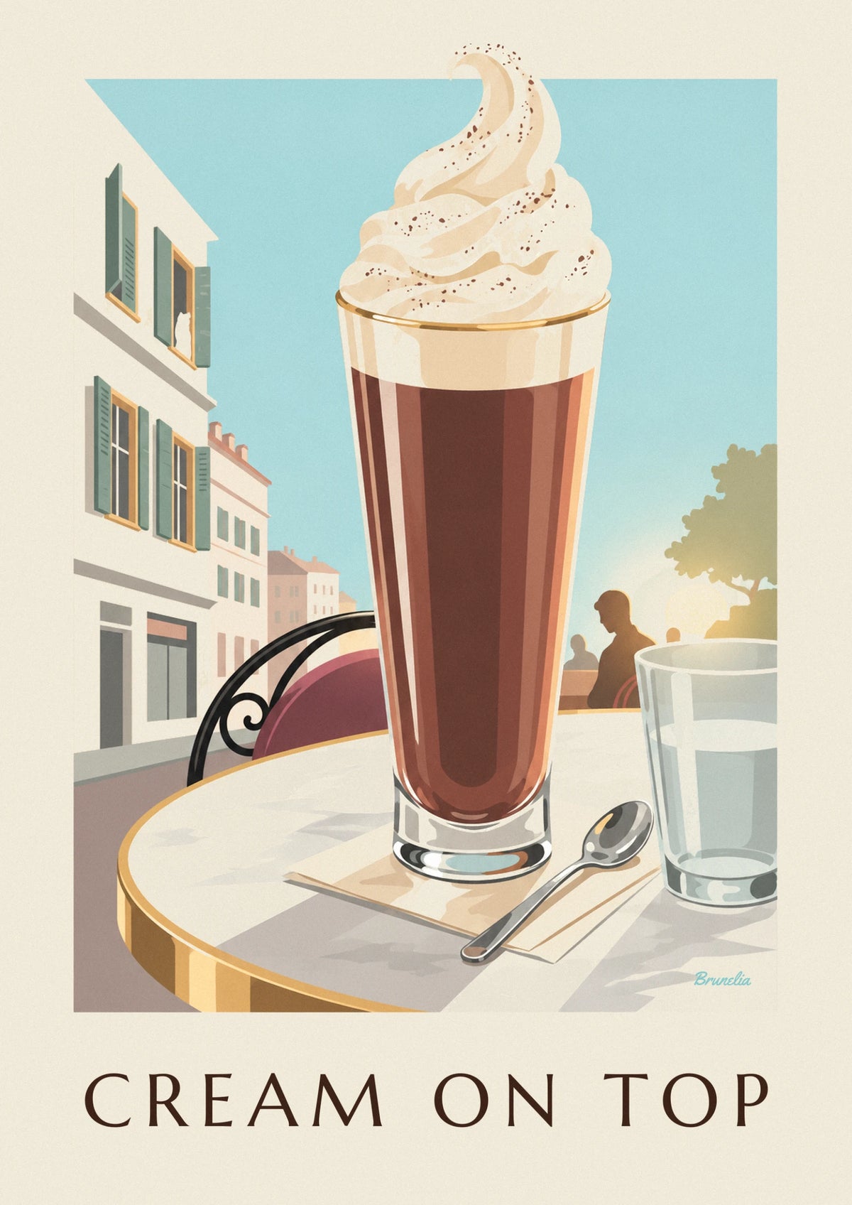 Affiche café viennois à la chantilly sur une table en marbre