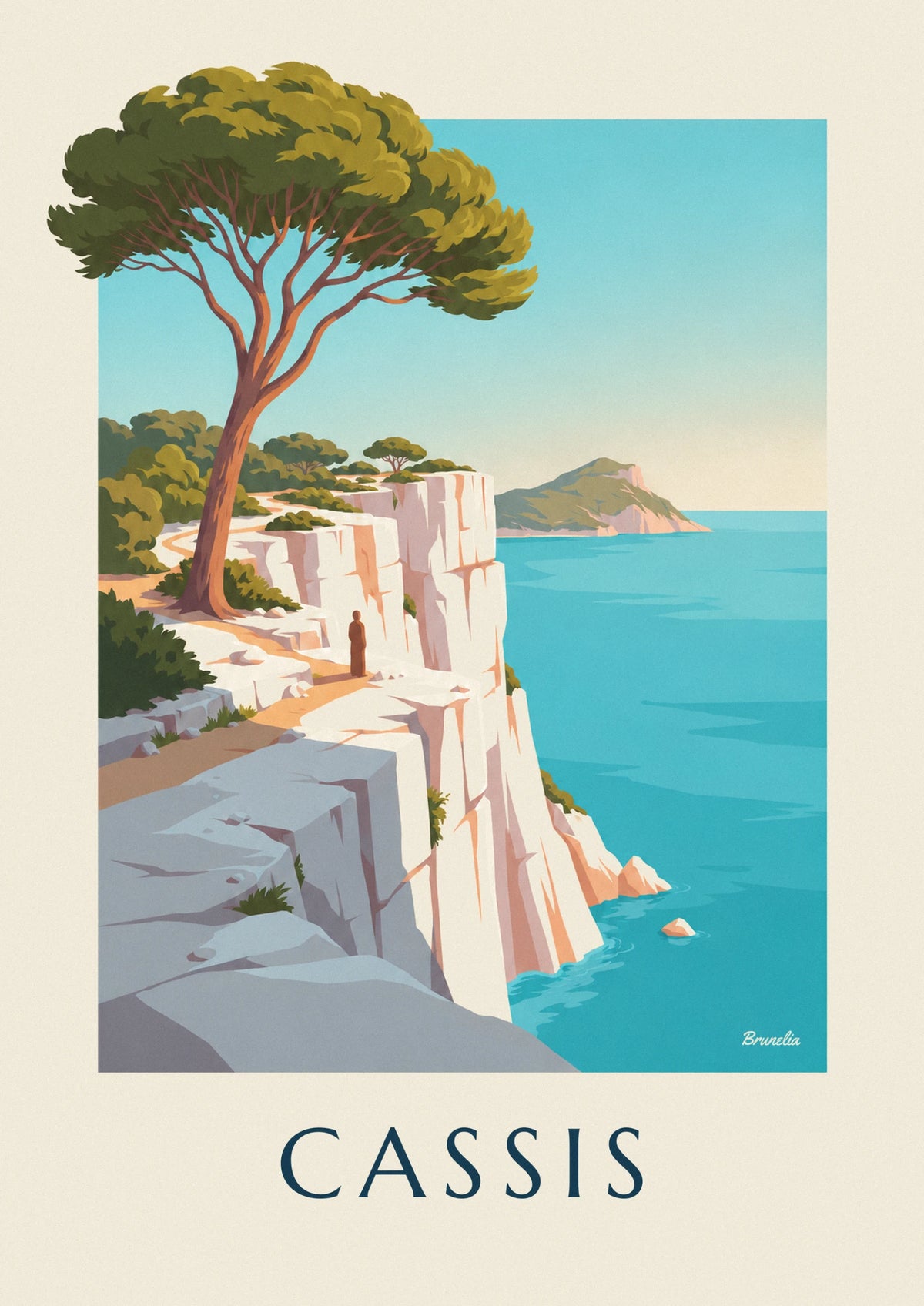 Cassis cliffs, umbrella pine and Cap Canaille poster
