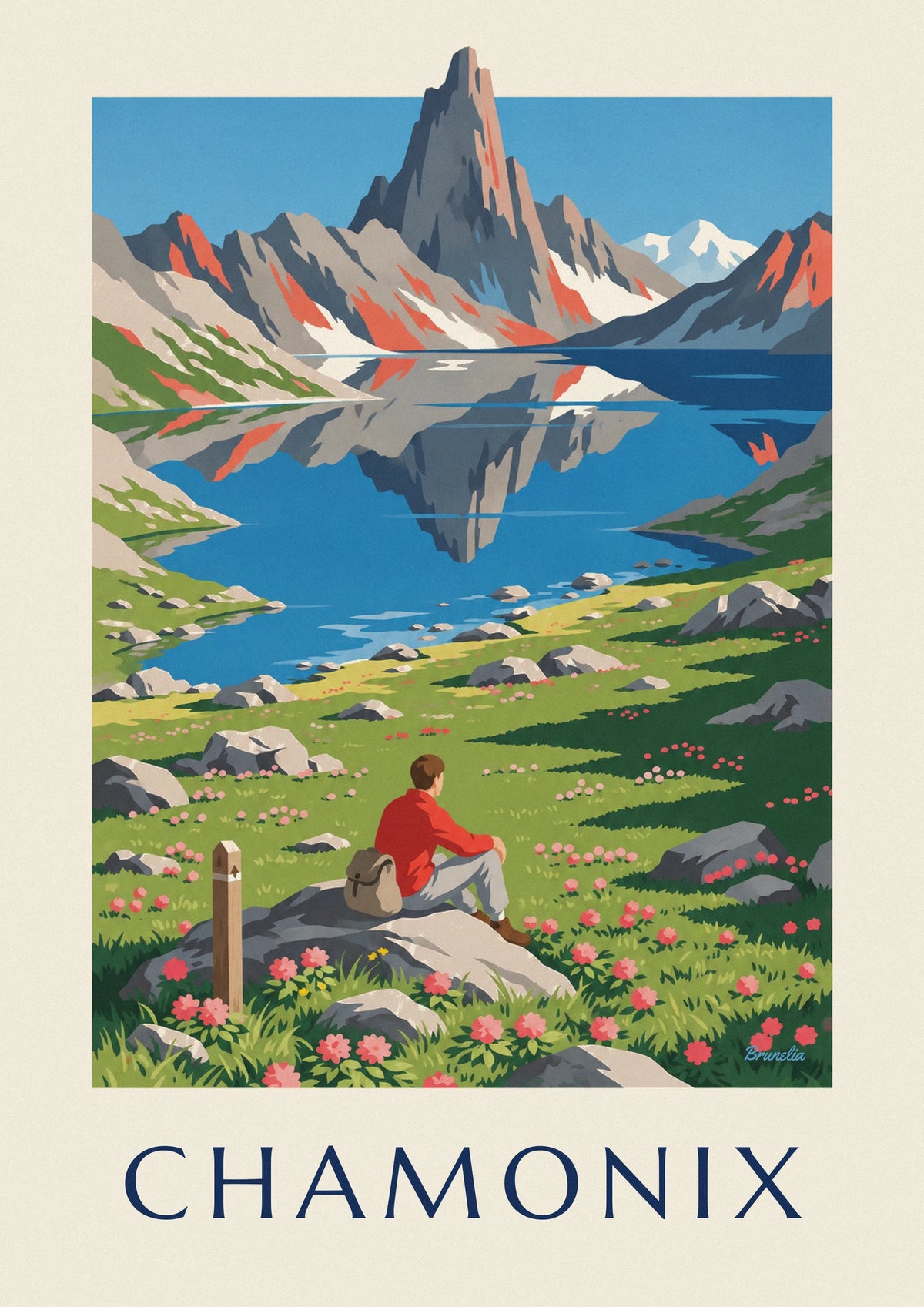 Poster Lac Blanc vor dem Mont-Blanc-Massiv bei Chamonix