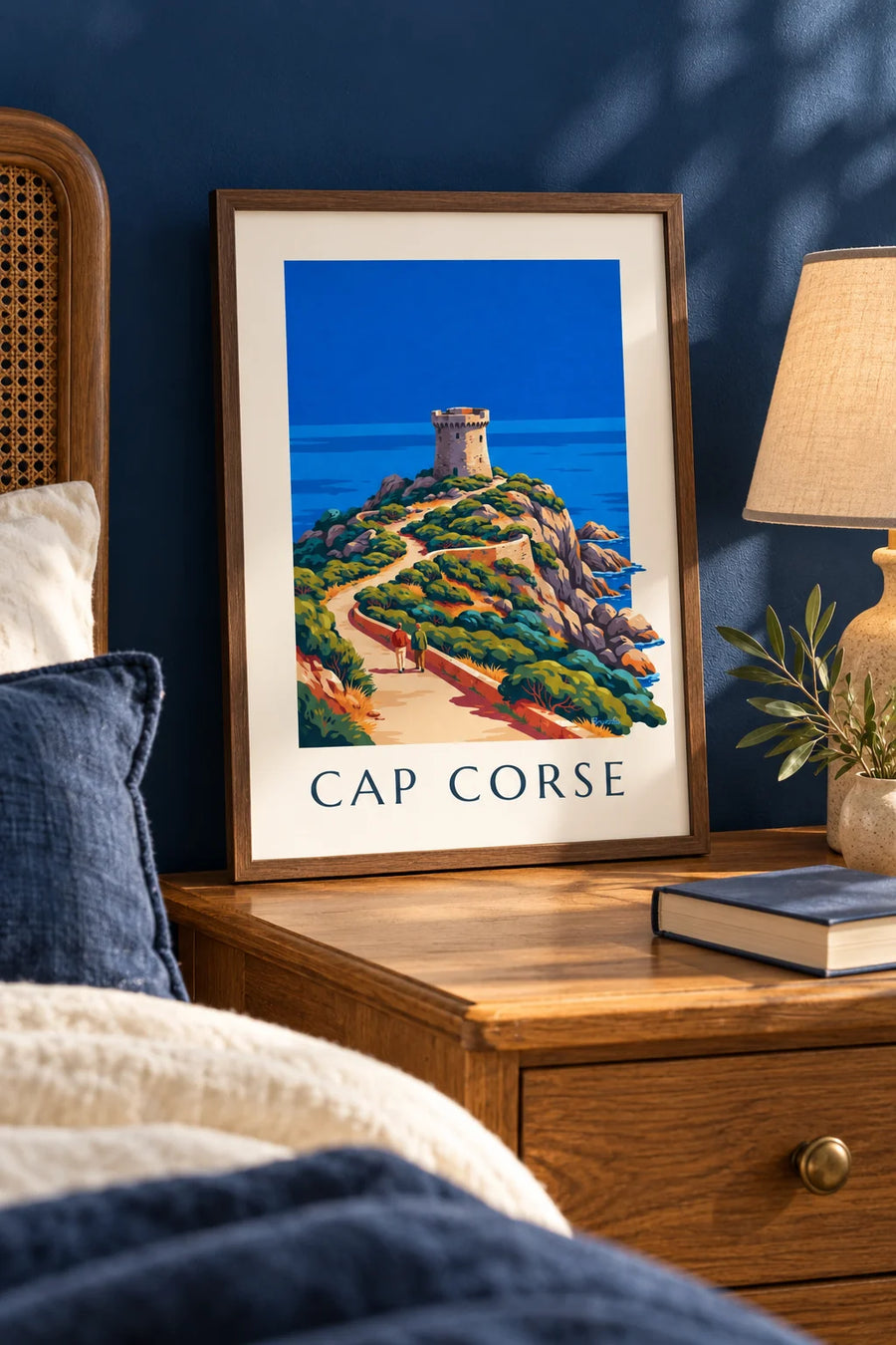 Poster Genueserturm an der Küste des Cap Corse: Kleinformat A4 gerahmt