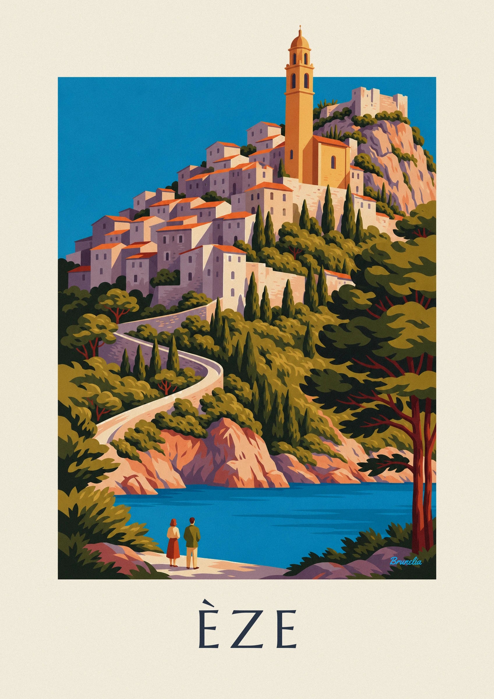 Hilltop village of Èze above the Mediterranean poster: close-up detail